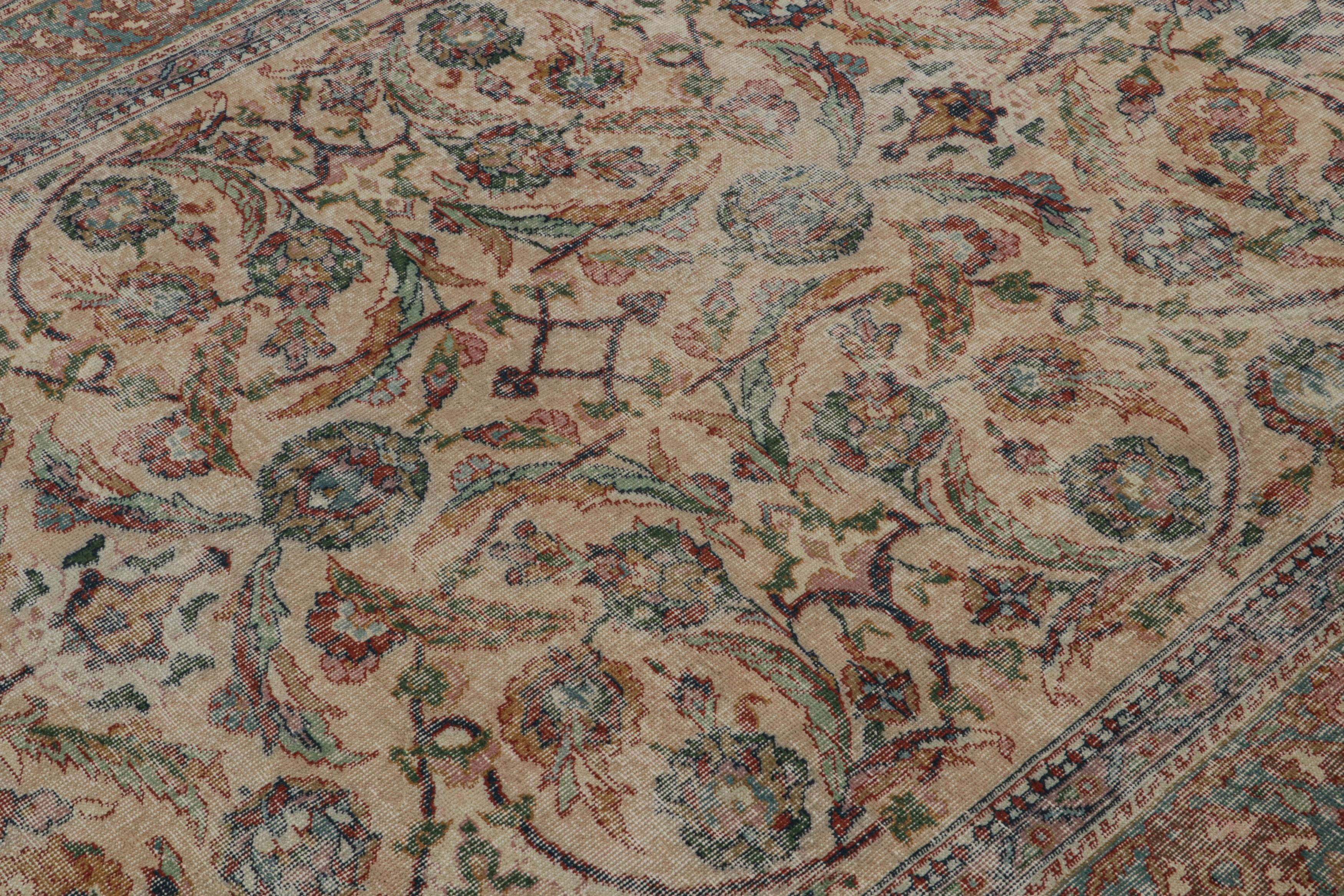 Hand-Knotted Vintage Zeki Muren Rug in Beige with Floral Patterns, from Rug & Kilim For Sale