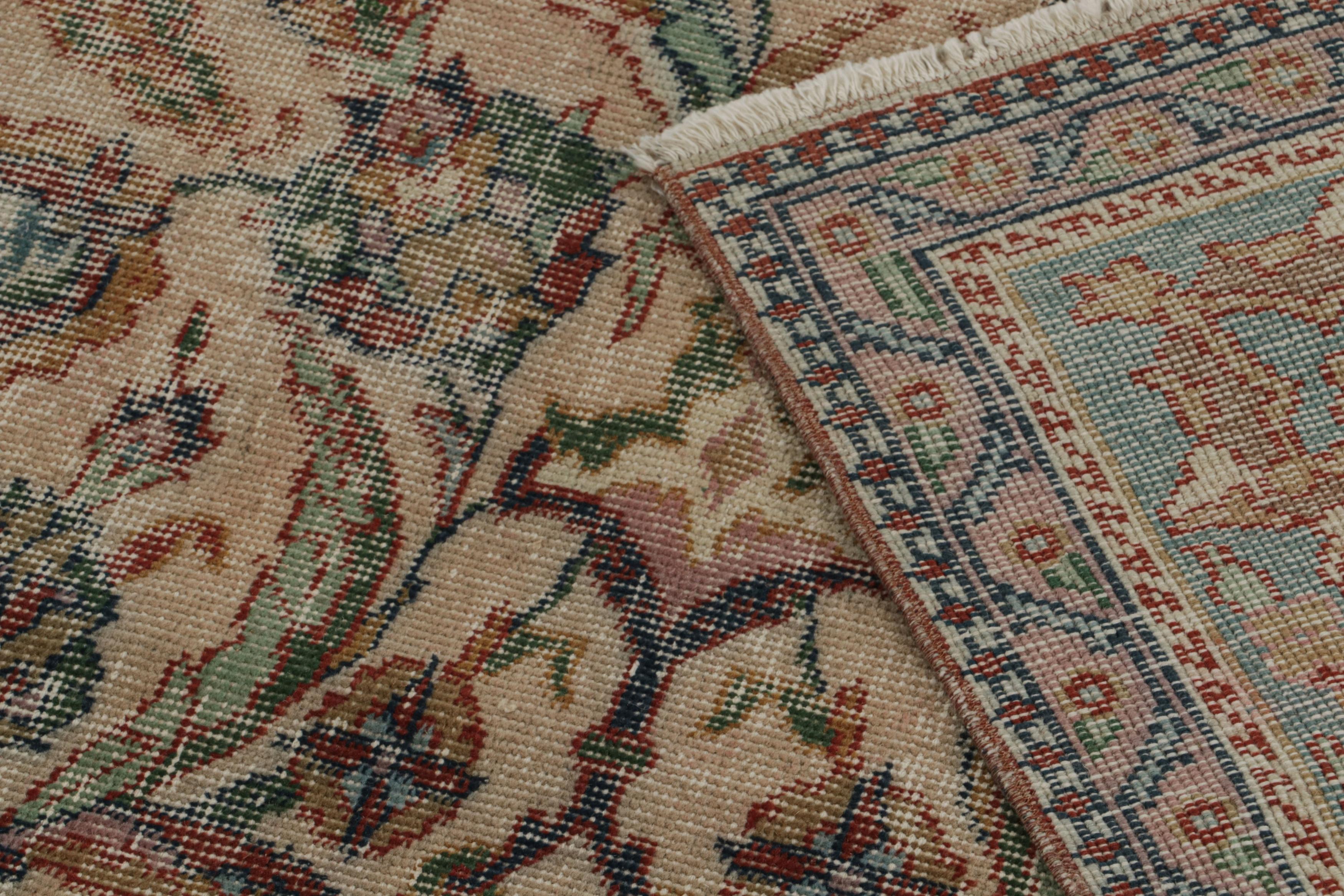 Wool Vintage Zeki Muren Rug in Beige with Floral Patterns, from Rug & Kilim For Sale