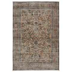 Tappeto Zeki Muren vintage in beige con motivi floreali, da Rug & Kilim