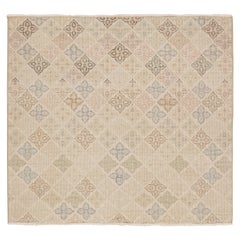 Vintage Zeki Müren Rug in Beige with Geometric Patterns by Rug & Kilim