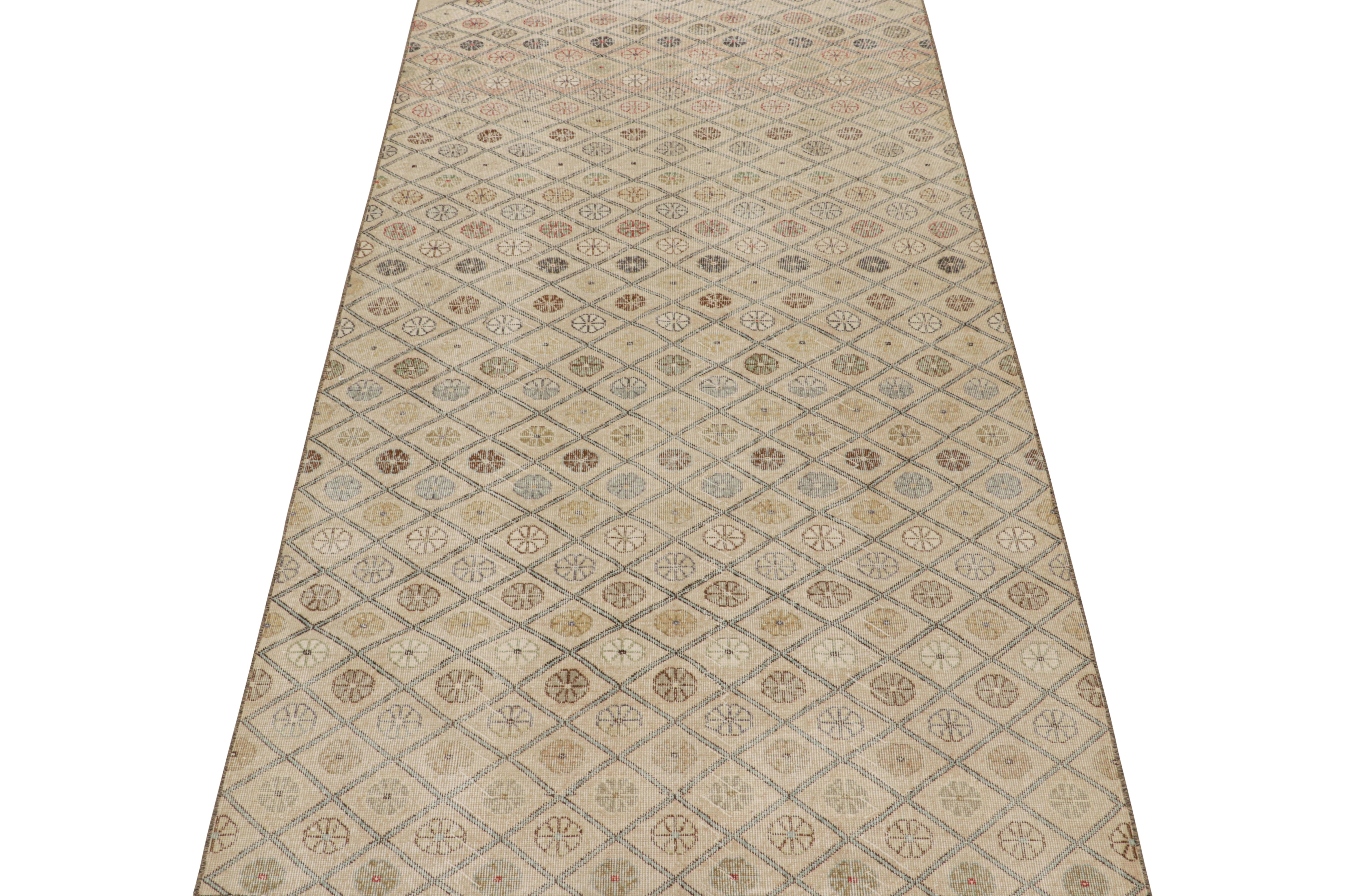 This vintage 6x11 rug is a new, rare addition to Rug & Kilim’s midcentury Pasha Collection. This line is a commemoration, with rare curations we believe to hail from multidisciplinary Turkish designer Zeki Müren. 

Further on the Design:

This