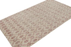 Tapis vintage Zeki Müren en beige avec motifs de treillis rouges, de Rug & Kilim