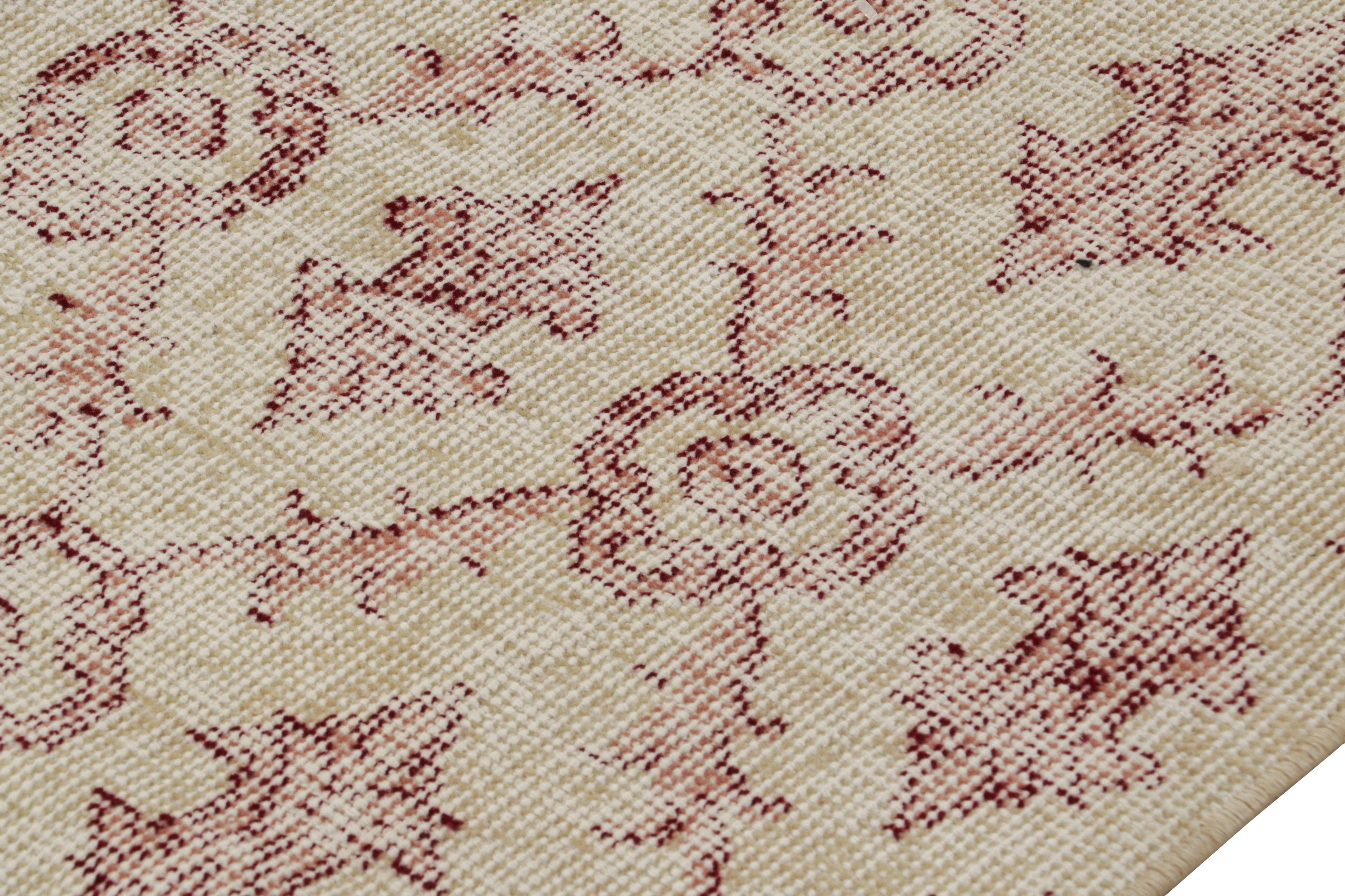 Vintage Zeki Müren Teppich in Beige mit roten Gittermustern, von Rug & Kilim (Handgeknüpft) im Angebot