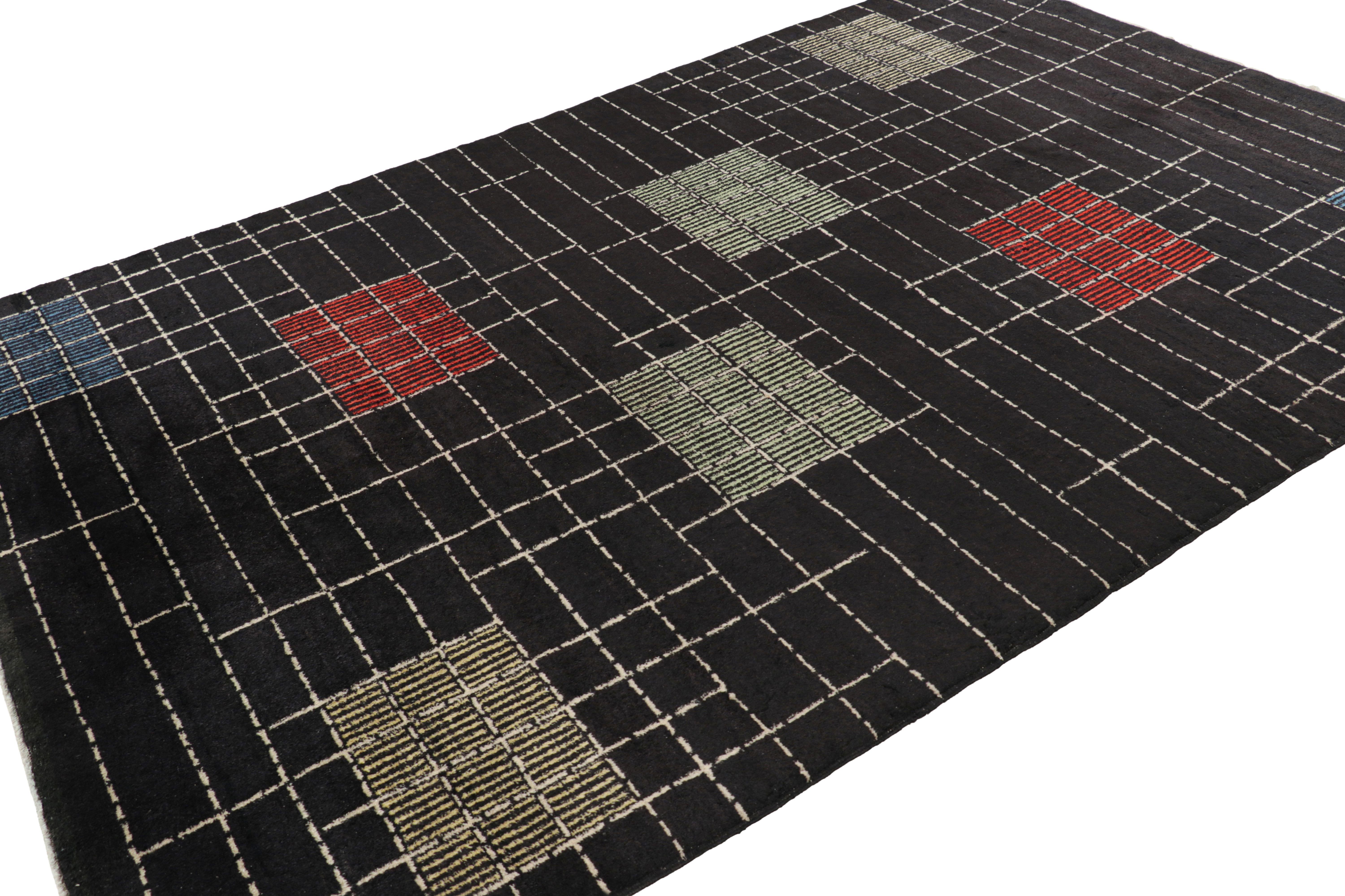 Vintage Zeki Müren Teppich in Schwarz mit mehrfarbigem, geometrischem Muster  Rug & Kilim (Handgeknüpft) im Angebot