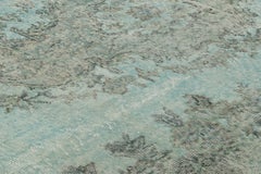 Vintage Zeki Müren Rug in Blue and Green with Floral Medallion  Rug & Kilim