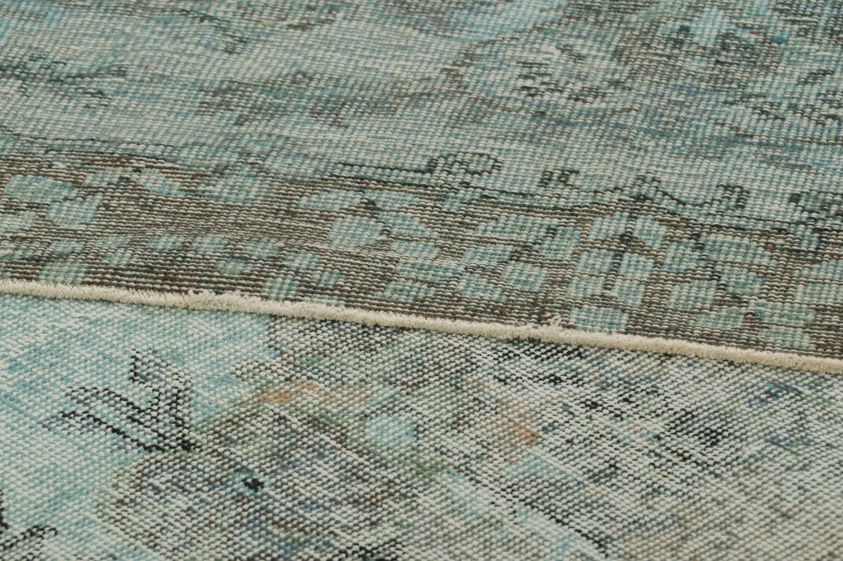 Wool Vintage Zeki Müren Rug in Blue and Green with Floral Medallion  Rug & Kilim For Sale
