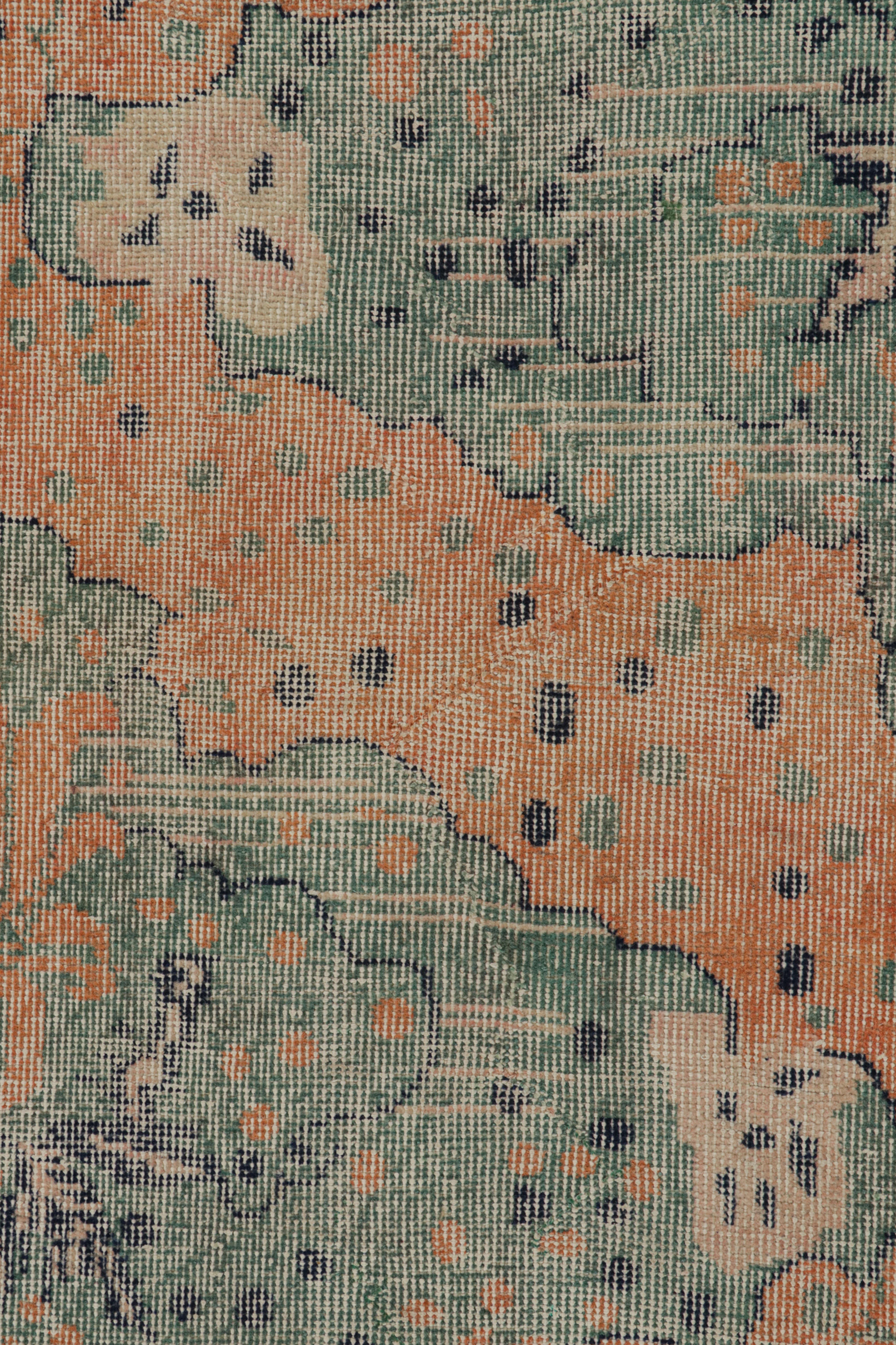 Vintage Zeki Müren Teppich mit blauem und orangefarbenem Muster, von Rug & Kilim im Zustand „Gut“ im Angebot in Long Island City, NY