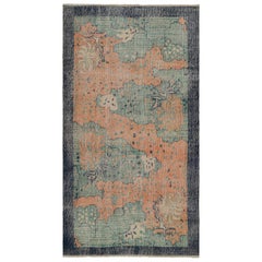 Vintage Zeki Müren Teppich mit blauem und orangefarbenem Muster, von Rug & Kilim