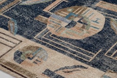 Vintage Zeki Müren Rug in Blue Beige-Brown Geometric Patterns - Rug & Kilim