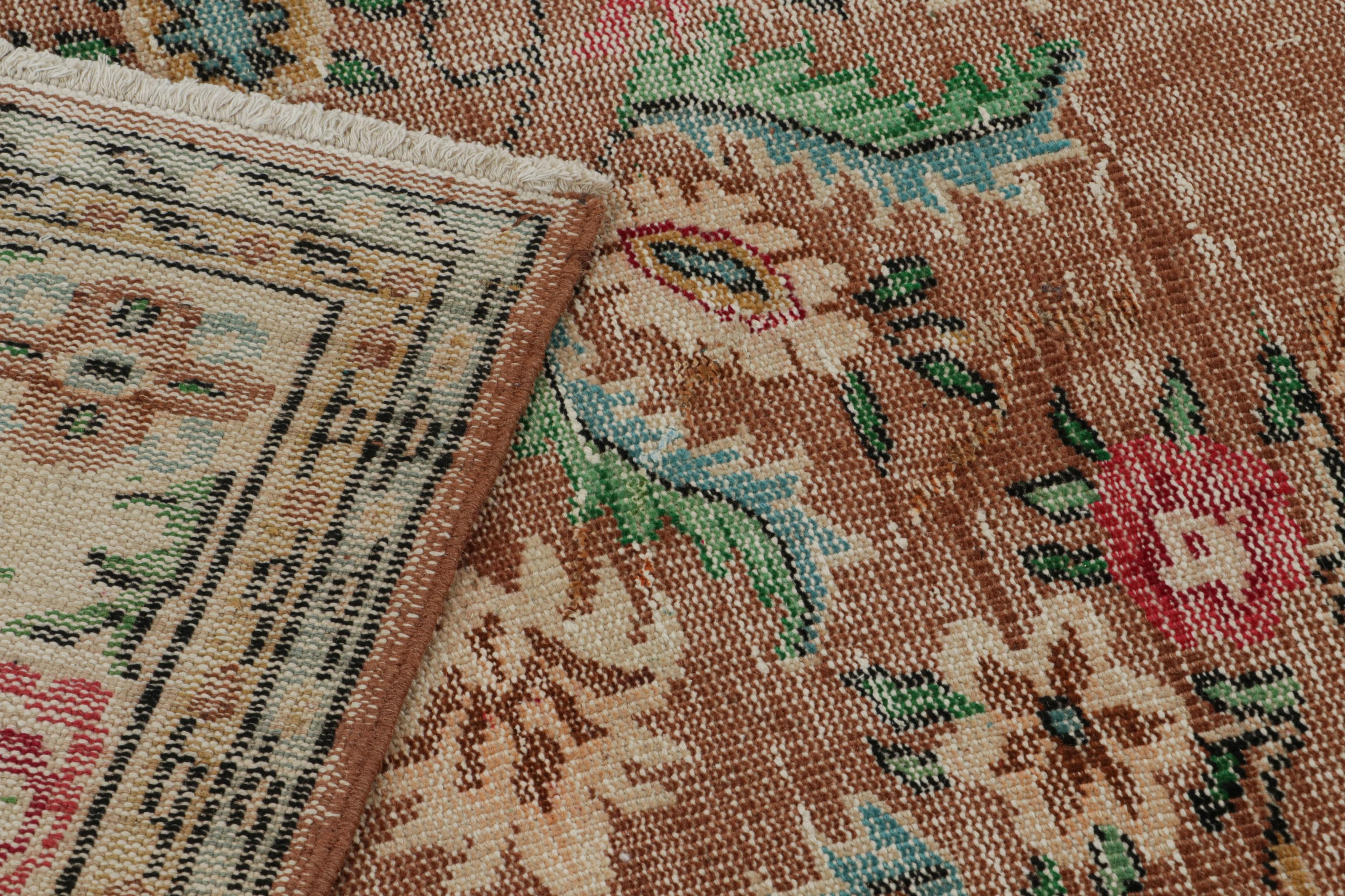 Alfombra vintage Zeki Muren en marrón, con motivos florales All-Over de Rug & Kilim Lana en venta