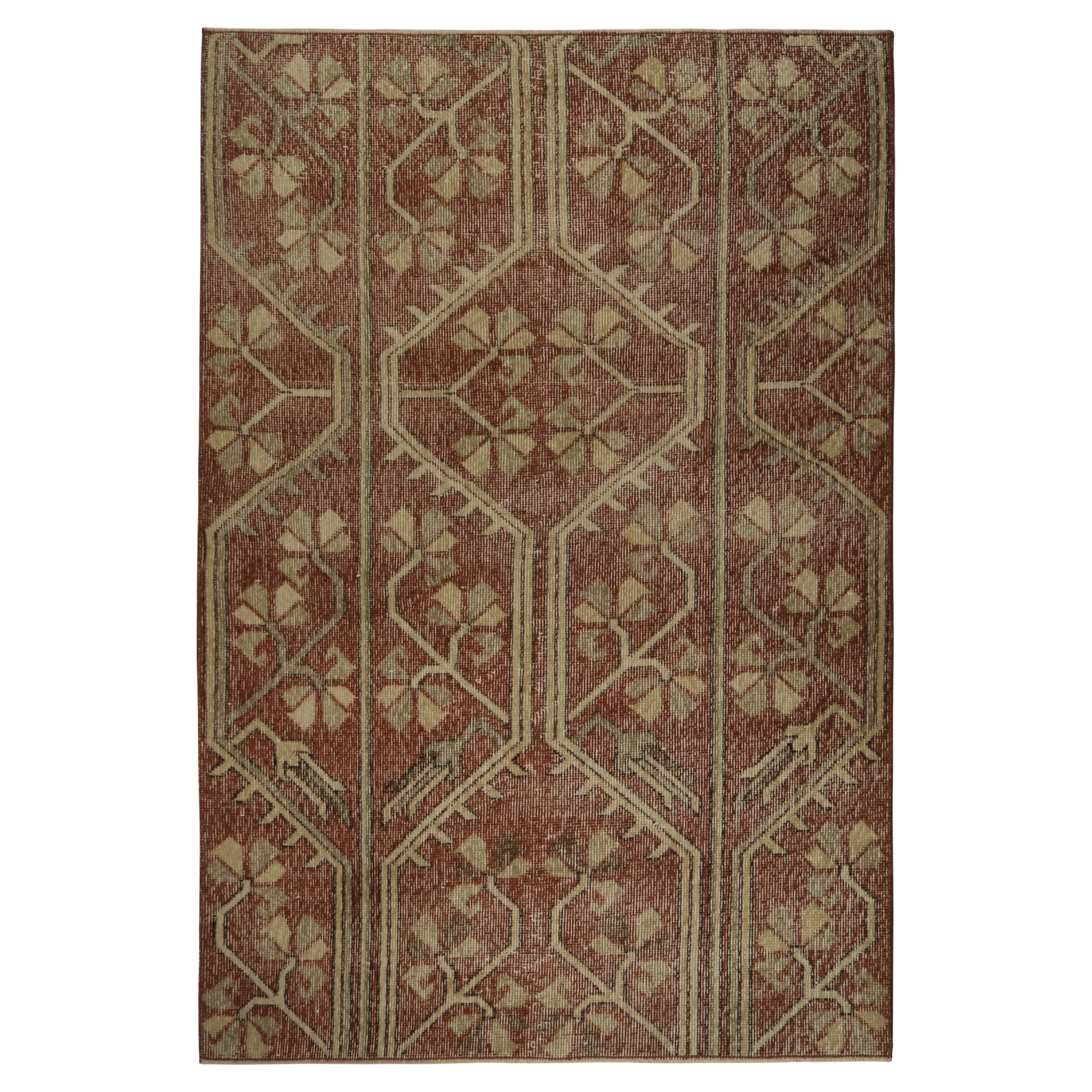Vintage Zeki Müren Teppich in Braun mit Beige-Muster, von Rug & Kilim