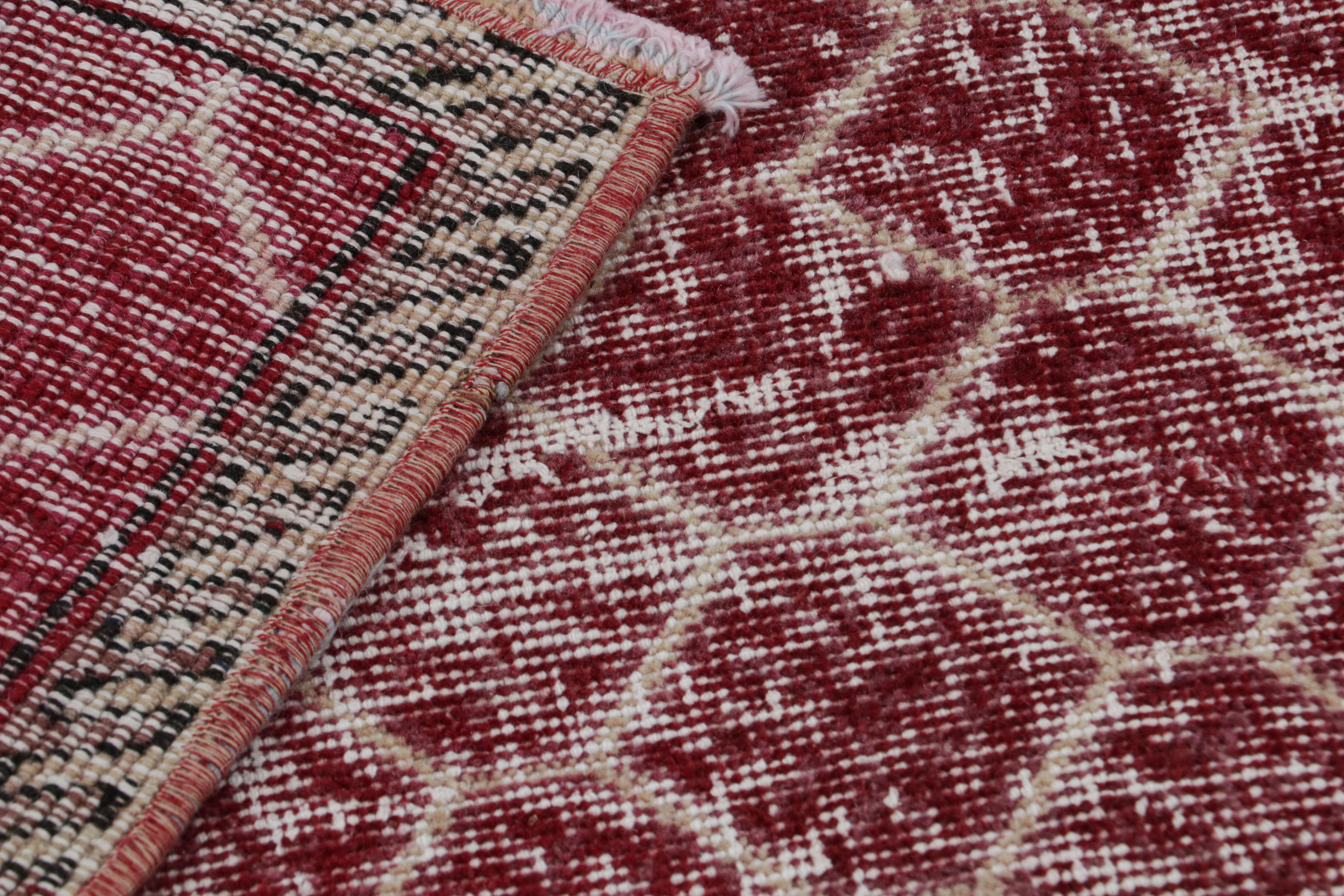 Wool Vintage Zeki Müren Rug in Burgundy with Geometric Patterns, from Rug & Kilim For Sale