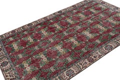Vintage Zeki Müren Rug in Burgundy with Teal Floral Patterns, from Rug & Kilim