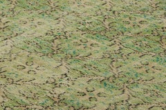 Vintage Zeki Müren Rug in Chartreuse Green with Floral Patterns  Rug & Kilim