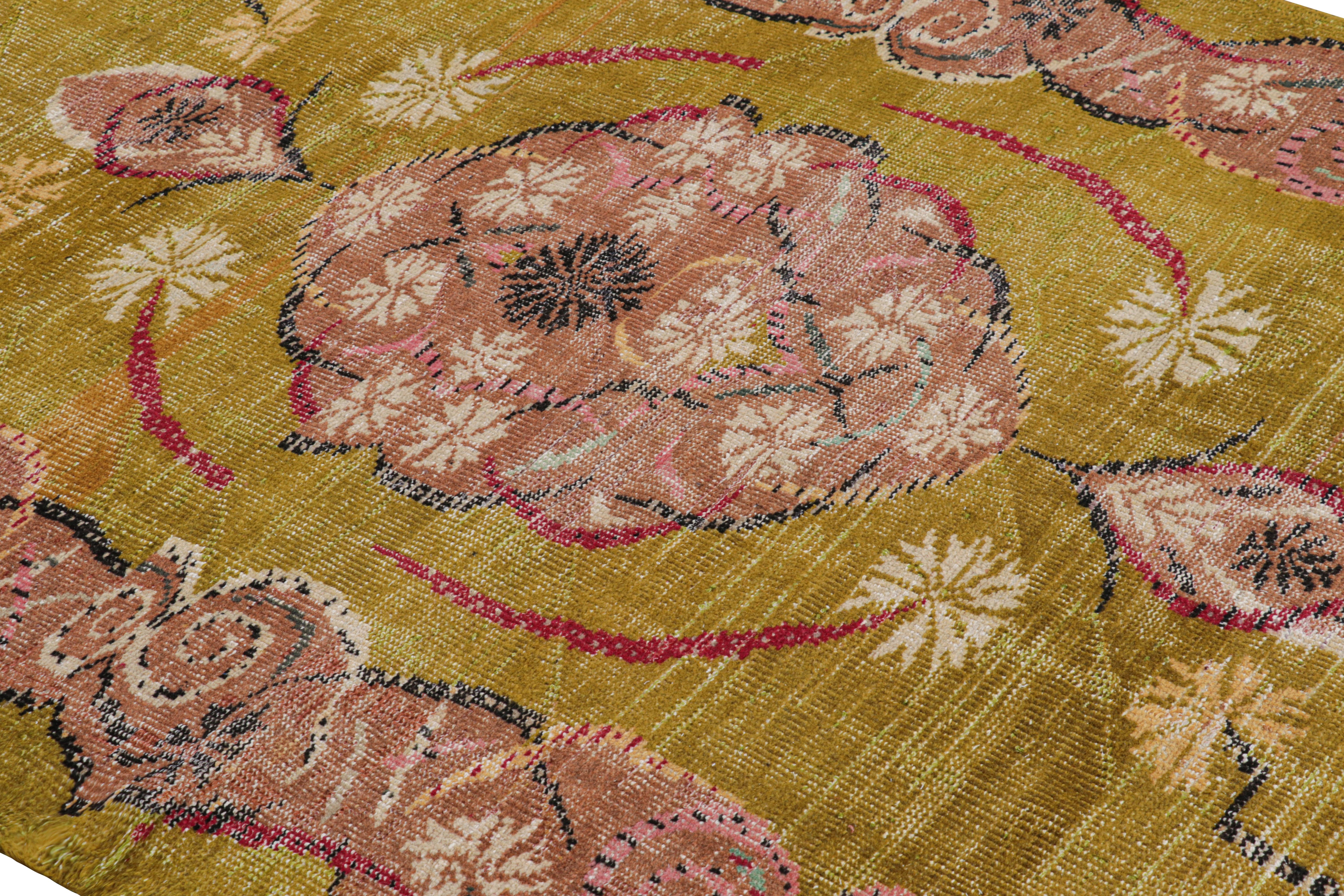 Hand-knotted in wool and originating from Turkey circa 1960 – 1970, this 5x9 vintage Zeki Müren rug is a unique addition to the Rug & Kilim Collection. 

On the Design: 

Admirers of the craft will appreciate this vintage rug for its whimsical yet