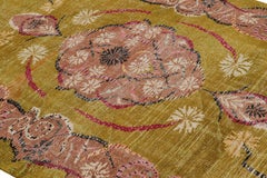 Vintage Zeki Müren Rug in Chartreuse with Floral Medallion, from Rug & Kilim