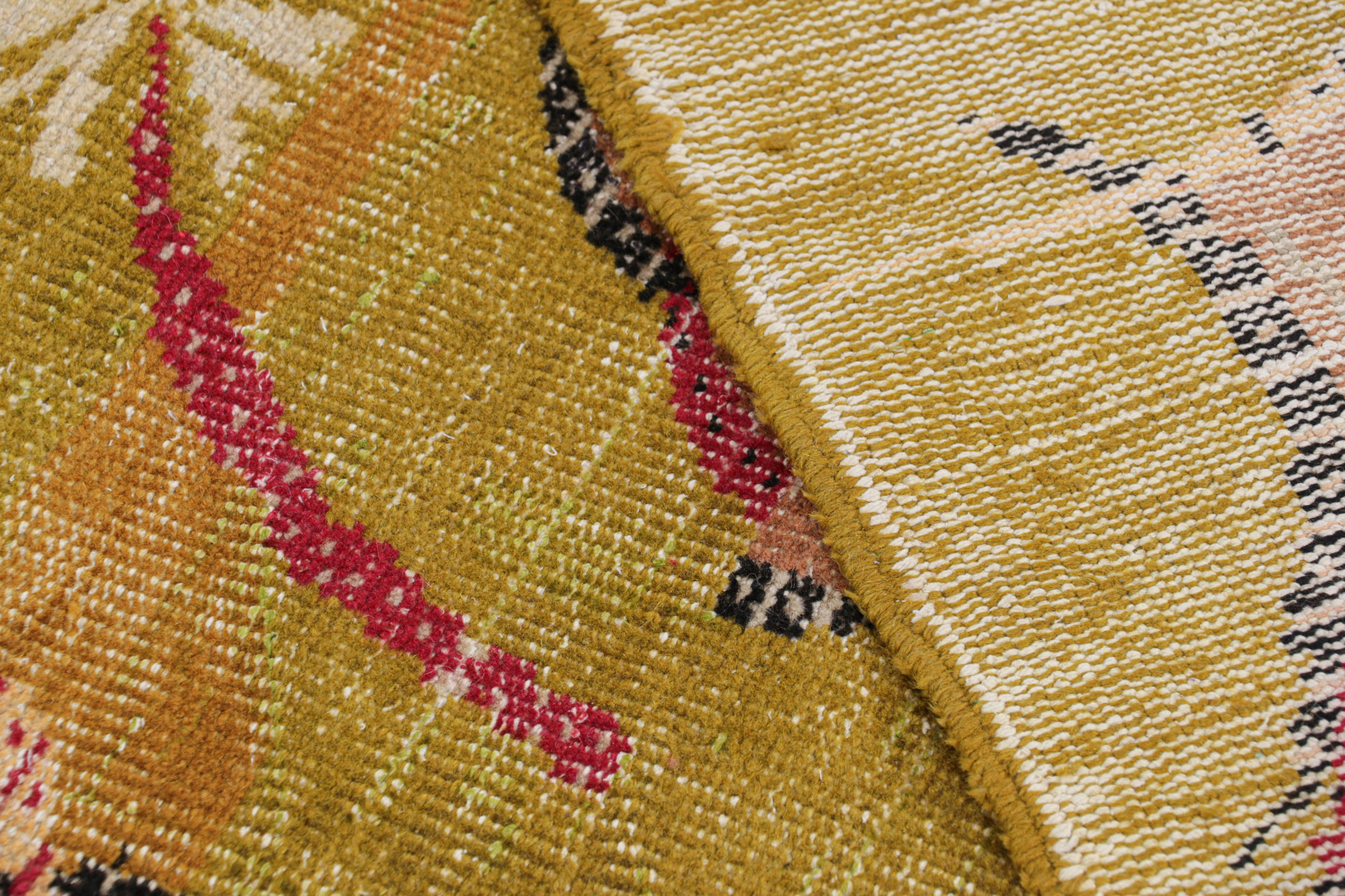 Vintage Zeki Müren Rug in Chartreuse with Floral Medallion, from Rug & Kilim For Sale 1