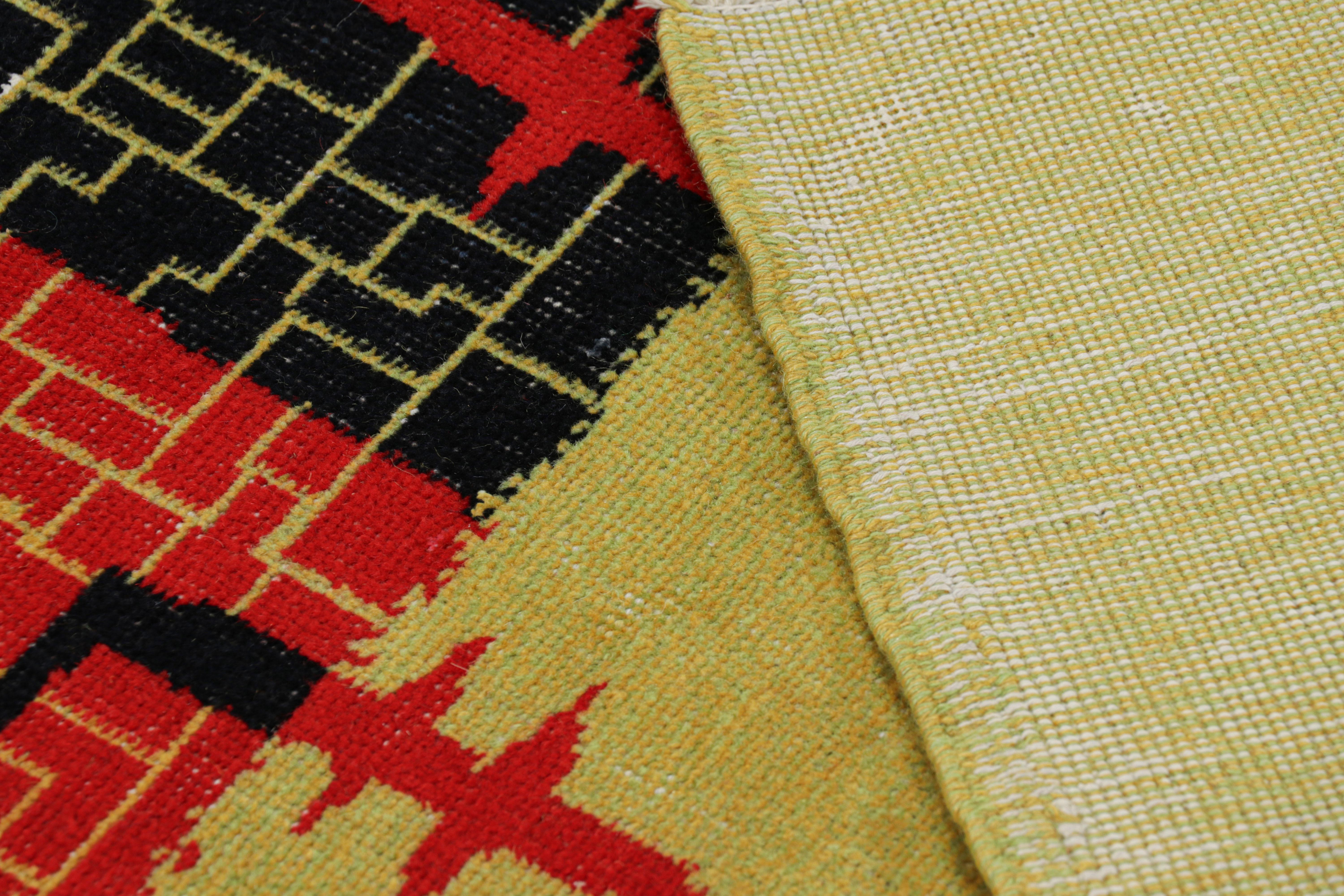 Mid-20th Century Vintage Zeki Müren Rug in Chartreuse with Red and Black Patterns  Rug & Kilim For Sale