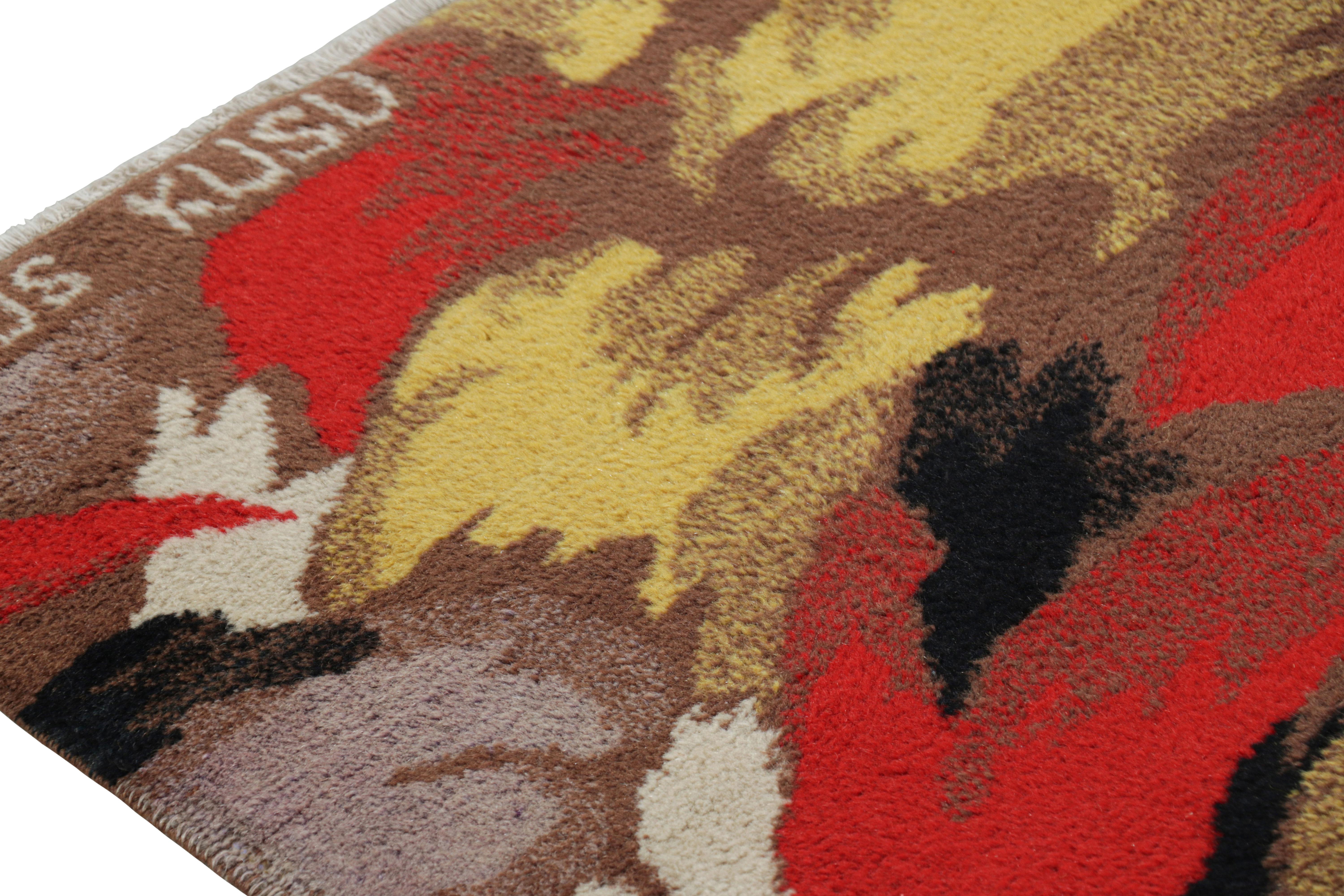 Turkish Vintage Zeki Müren Rug in Chocolate Brown with Abstract Patterns For Sale