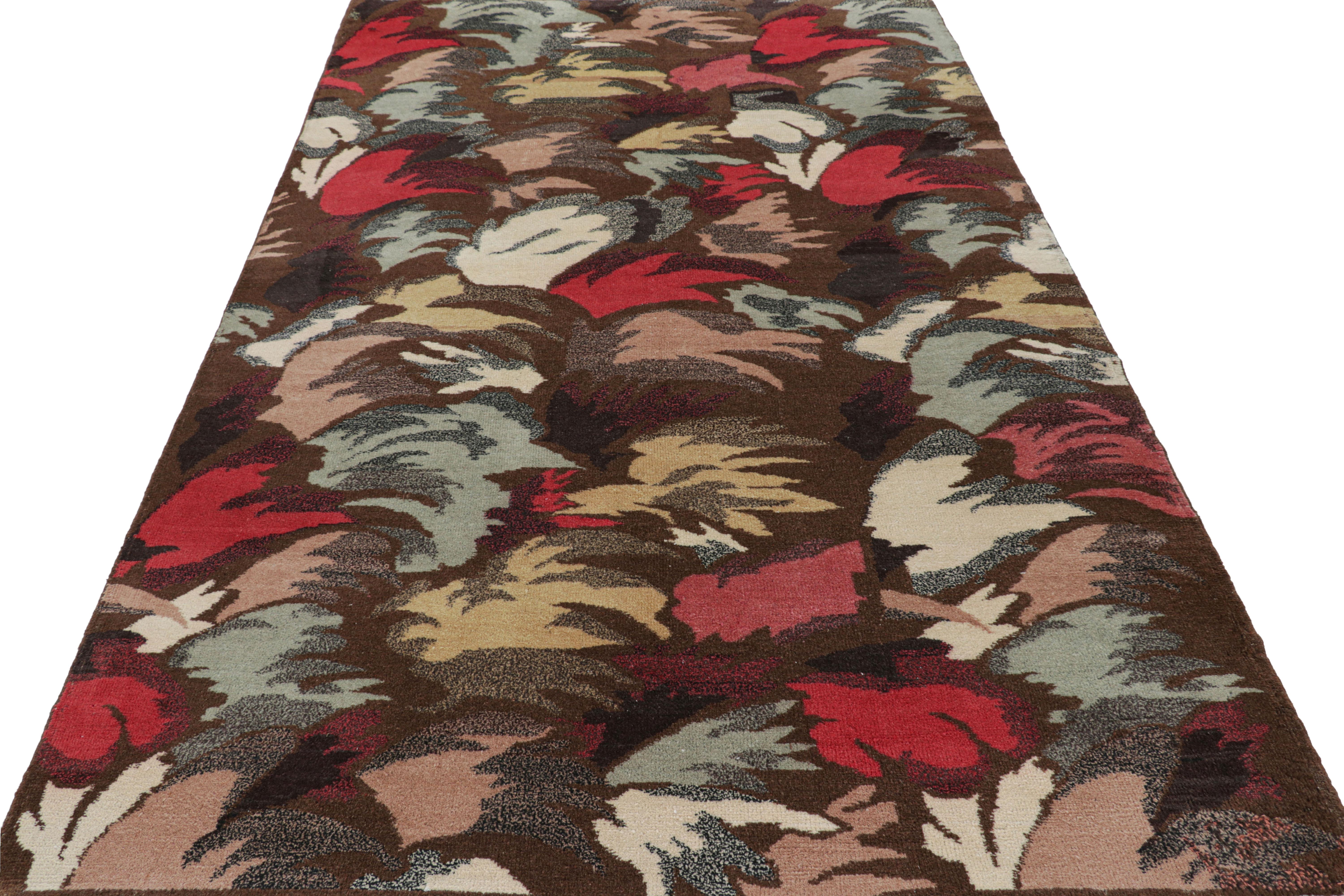 Hand-Knotted Vintage Zeki Müren Rug in Chocolate Brown with Abstract Patterns  Rug & Kilim For Sale