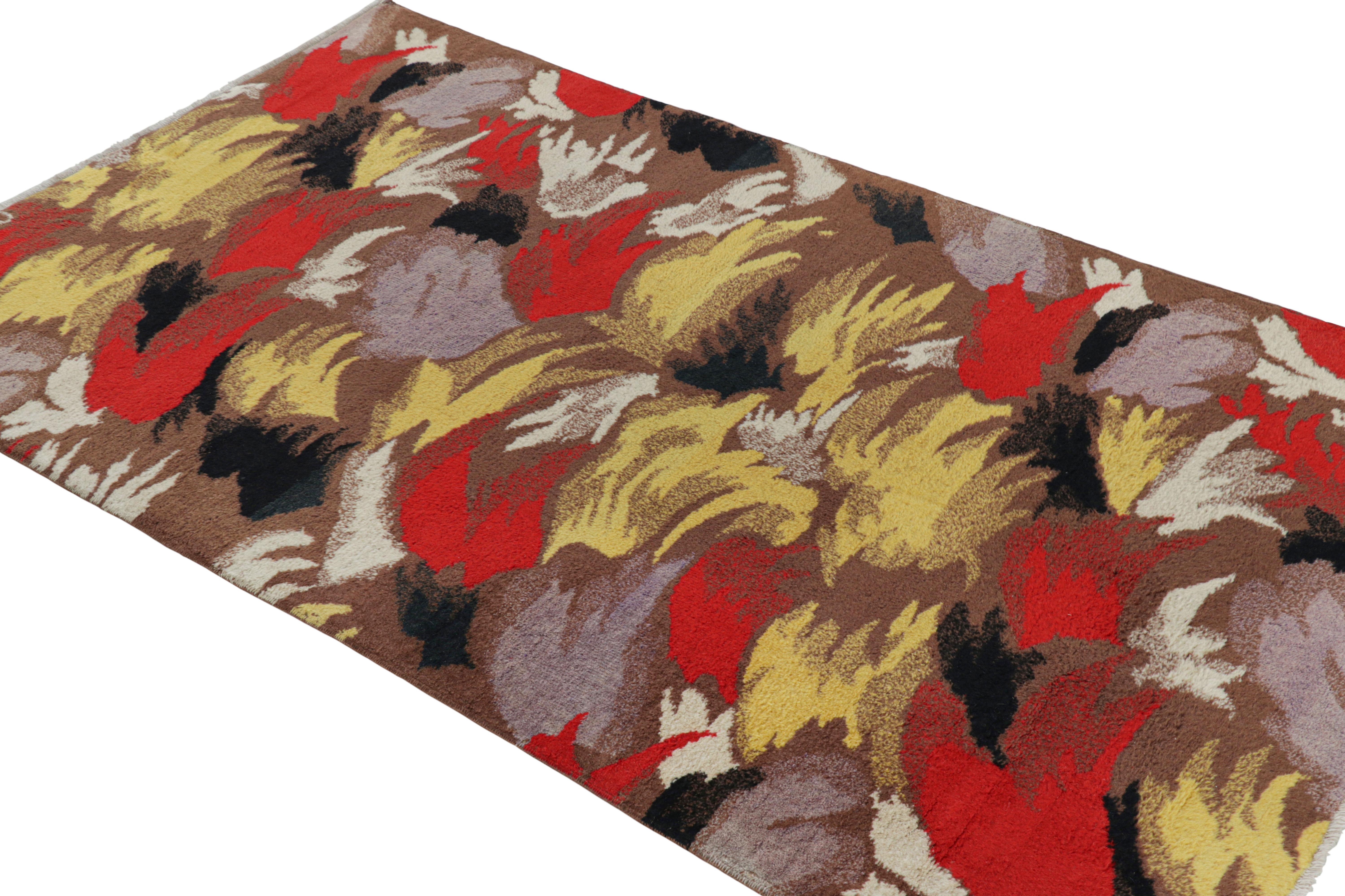 Vintage Zeki Müren Rug in Chocolate Brown with Abstract Patterns In Good Condition For Sale In Long Island City, NY