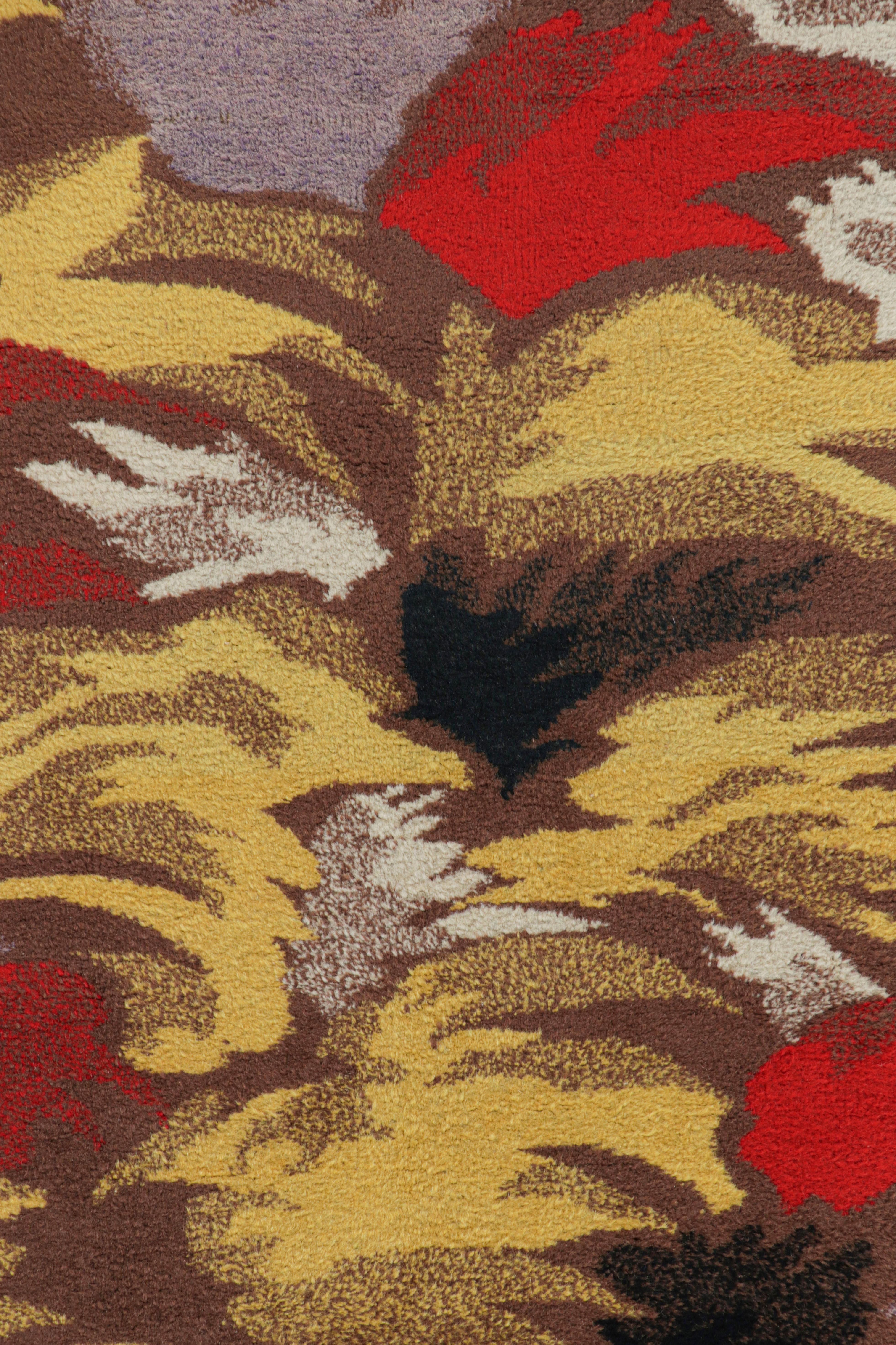 Mid-20th Century Vintage Zeki Müren Rug in Chocolate Brown with Abstract Patterns For Sale