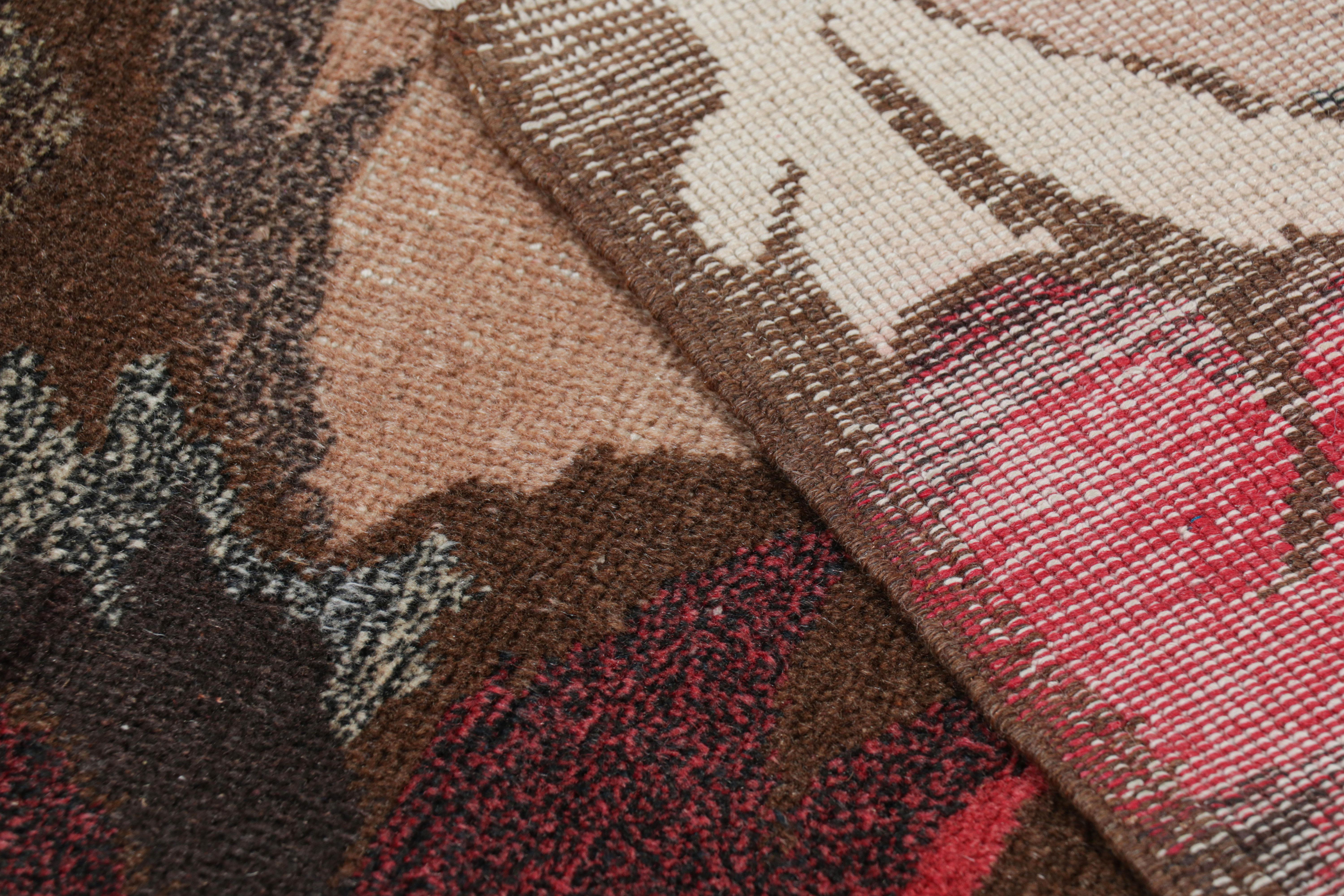 Wool Vintage Zeki Müren Rug in Chocolate Brown with Abstract Patterns  Rug & Kilim For Sale