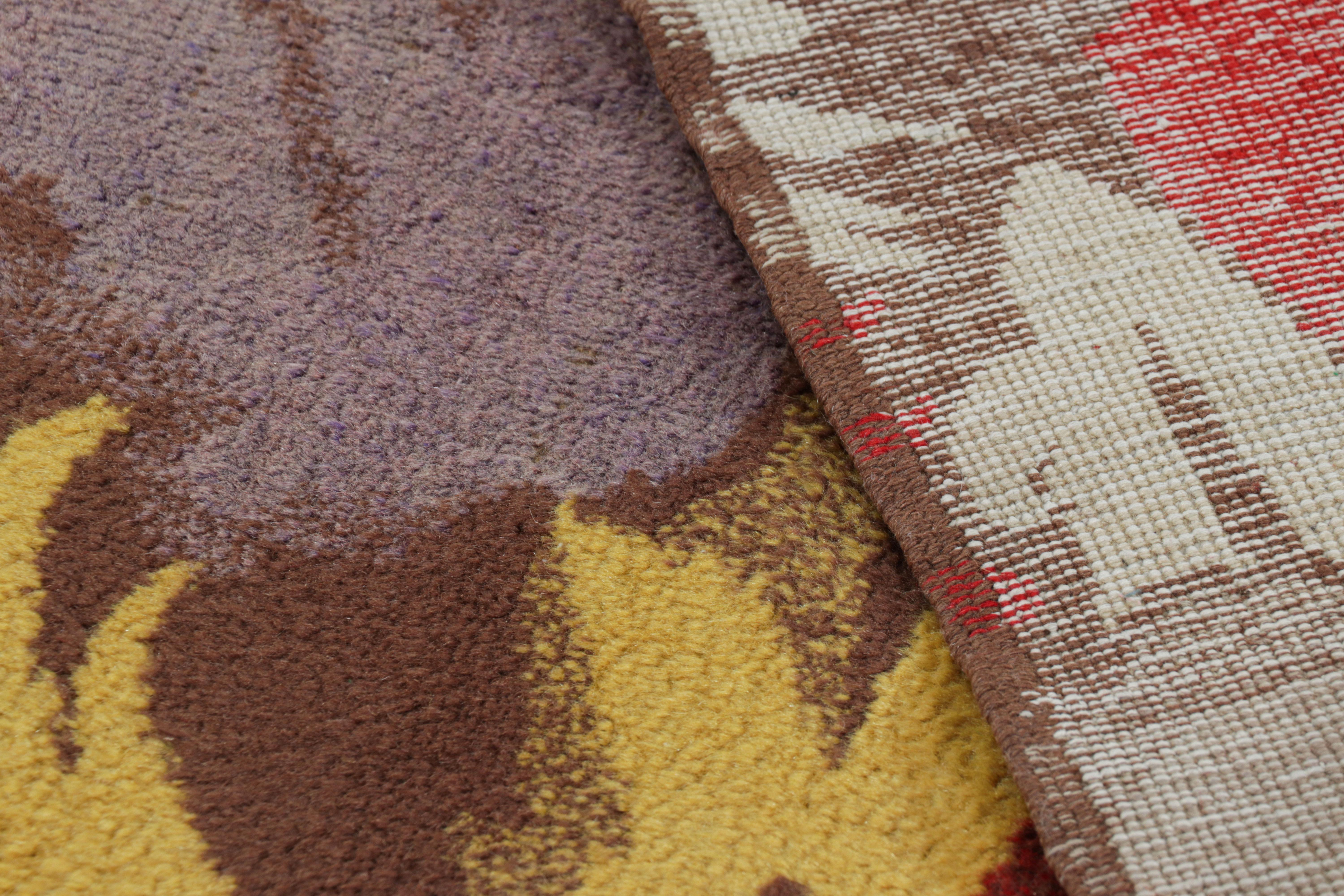 Wool Vintage Zeki Müren Rug in Chocolate Brown with Abstract Patterns For Sale