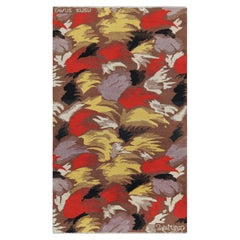 Vintage Zeki Müren Rug in Chocolate Brown with Abstract Patterns
