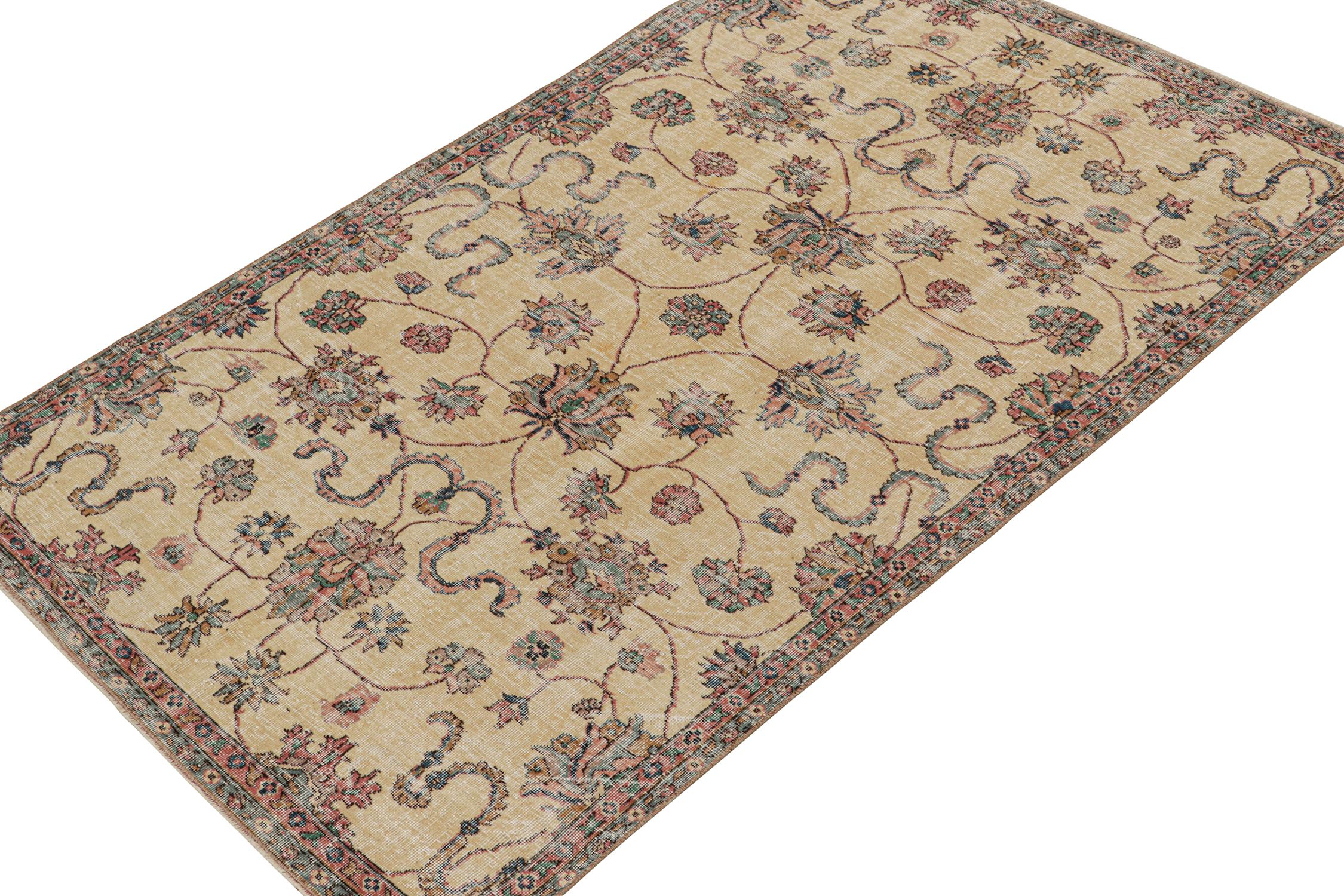 Turkish Vintage Zeki Müren Rug in Cream with Floral Patterns, by Rug & Kilim For Sale