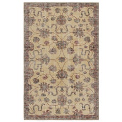 Tappeto vintage Zeki Müren color crema con motivi floreali, di Rug & Kilim