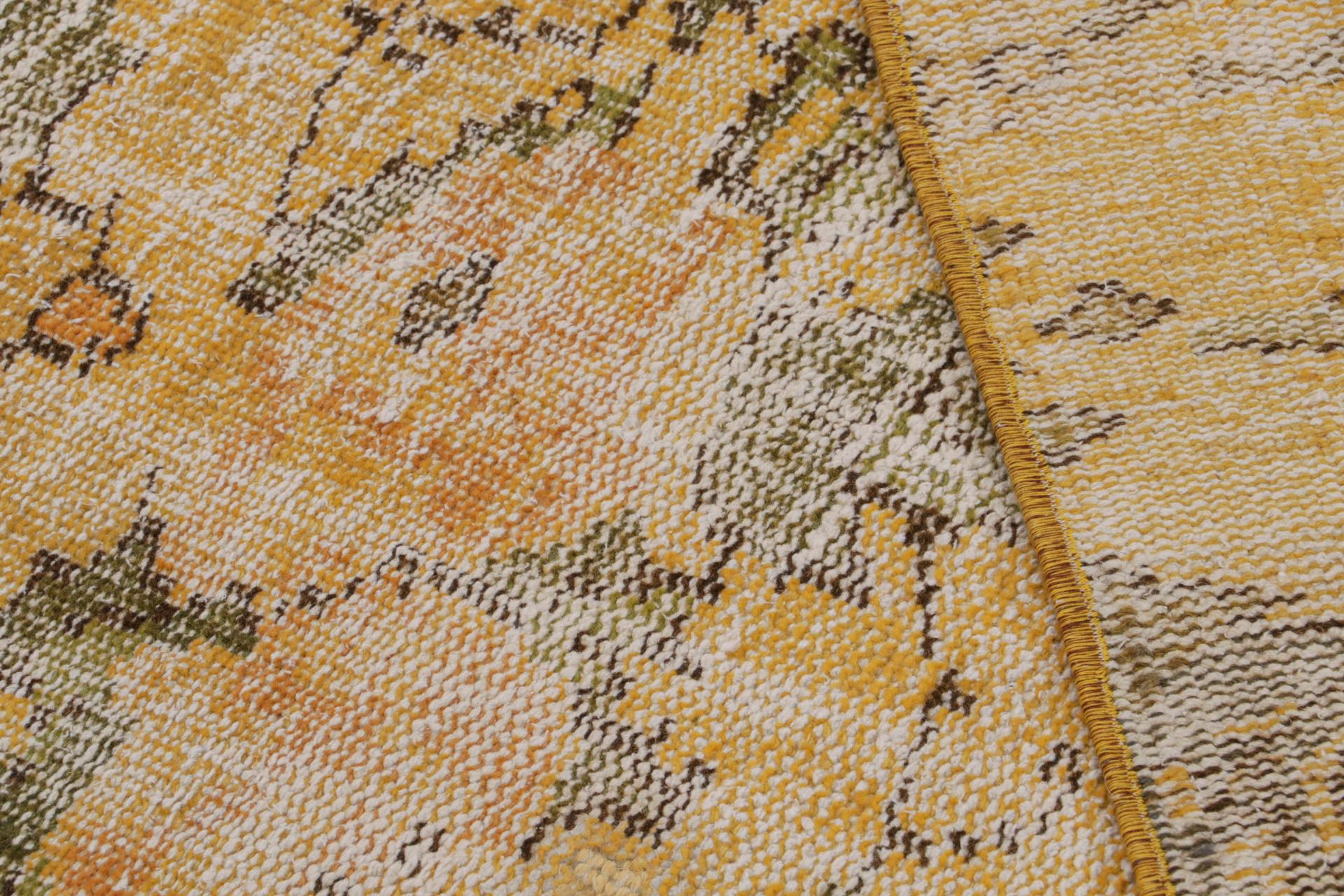 Wool Vintage Zeki Muren rug in Gold and Brown by Rug & Kilim For Sale