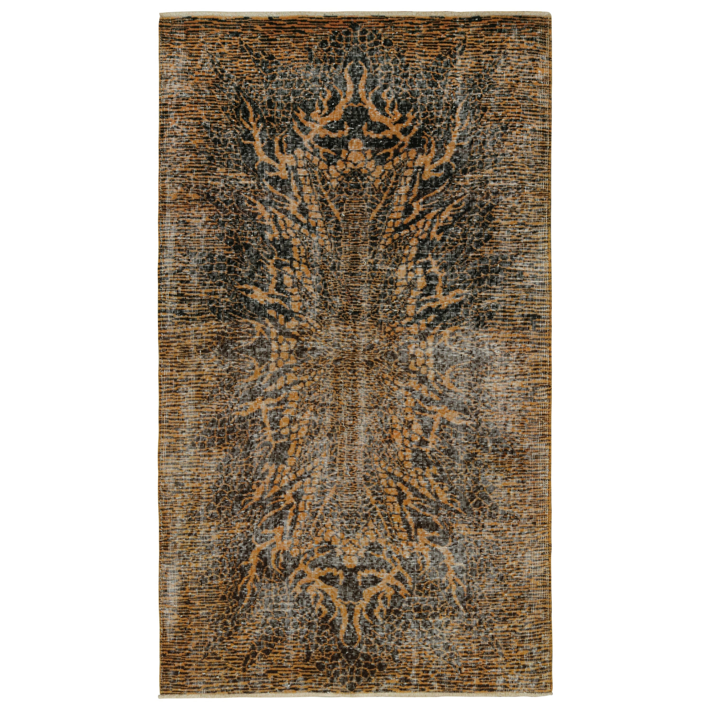 Vintage Zeki Müren Rug in Gold, Brown & Black Patterns, from Rug & Kilim