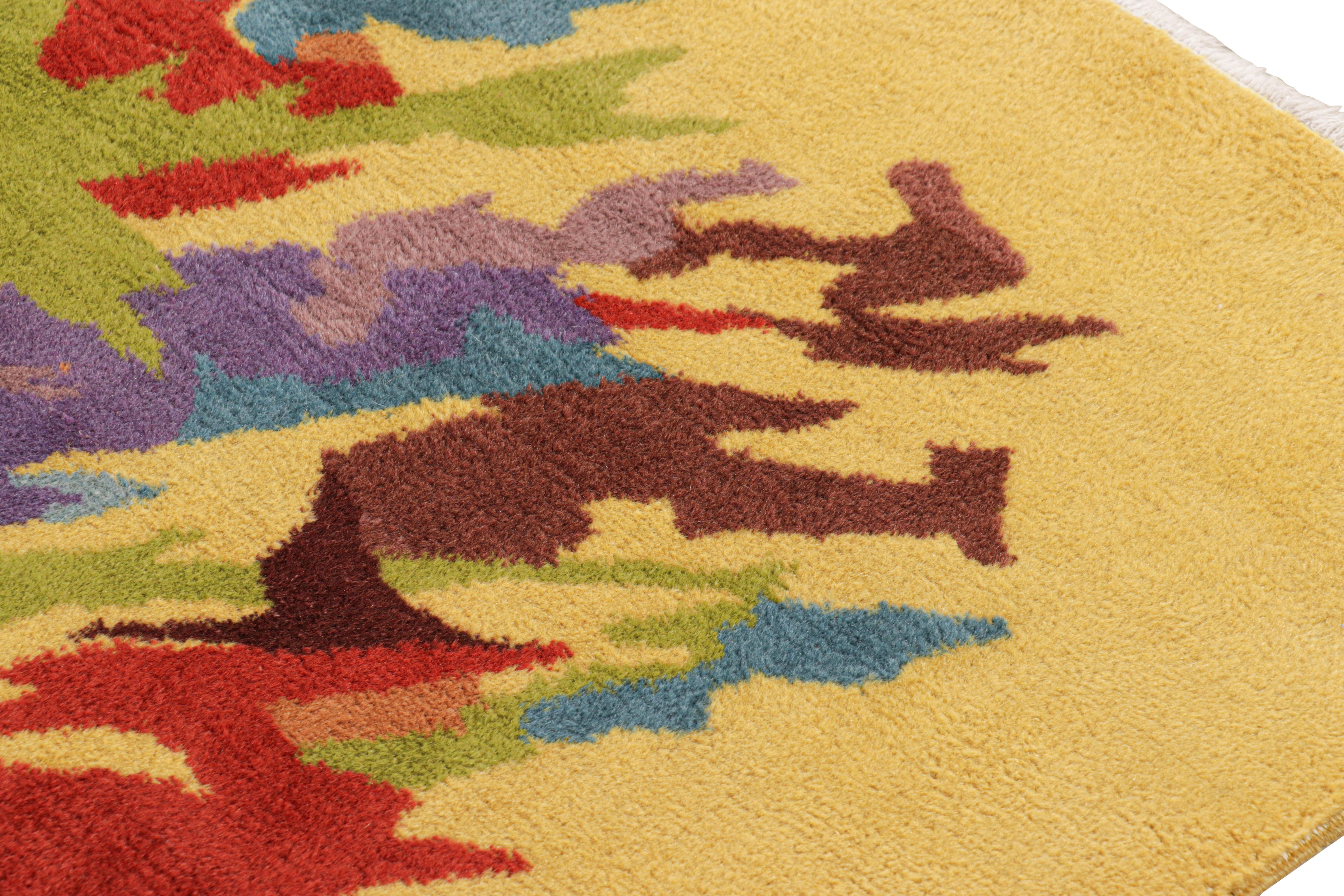 Turkish Vintage Zeki Müren Rug in Gold with Vibrant Abstract Pattern, from Rug & Kilim For Sale