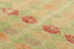 Vintage Zeki Müren Rug in Green with Colorful Geometric Pattern from Rug & Kilim