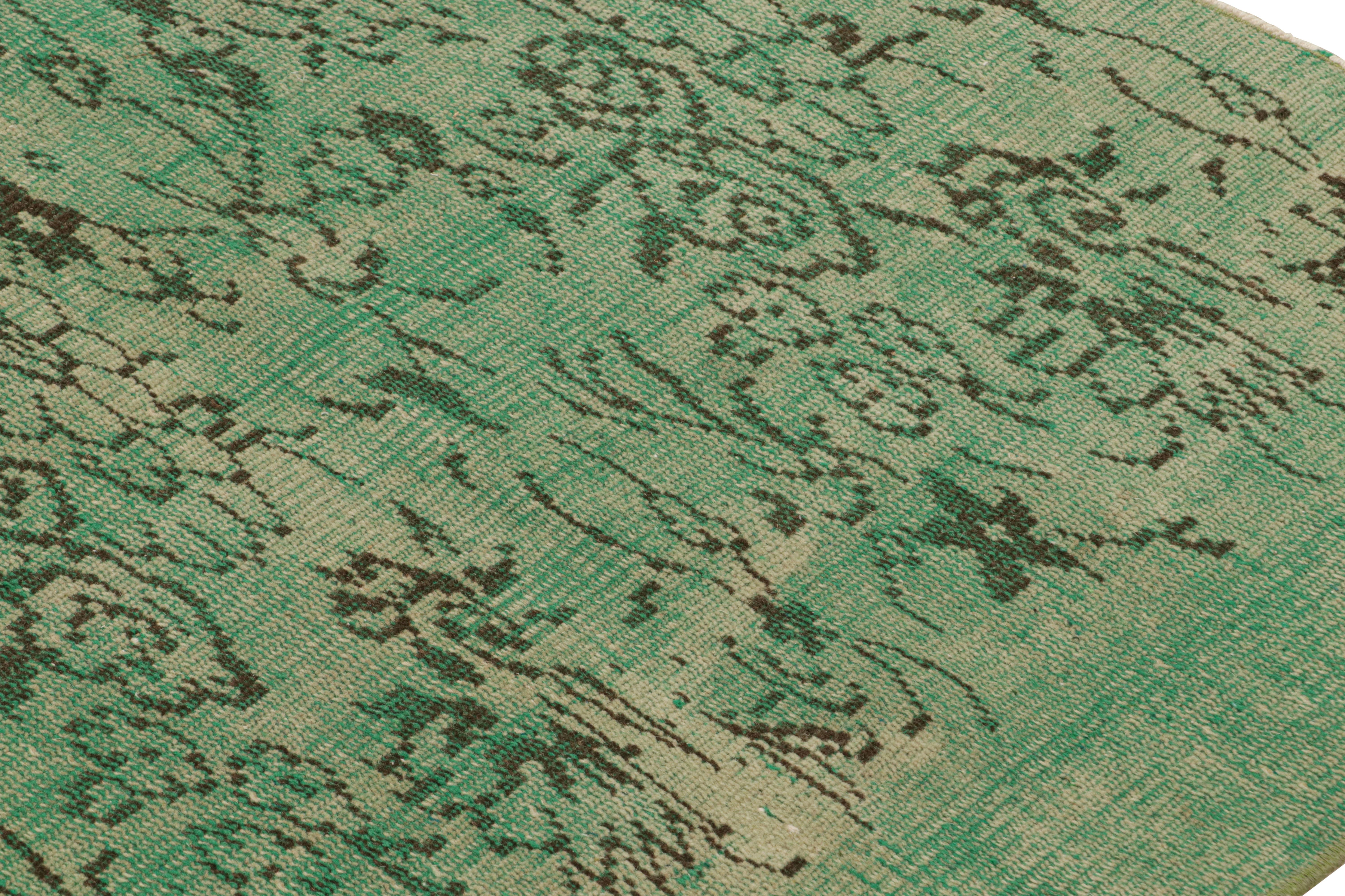 Vintage Zeki Müren Rug in Green with Floral Patterns, from Rug & Kilim In Good Condition For Sale In Long Island City, NY