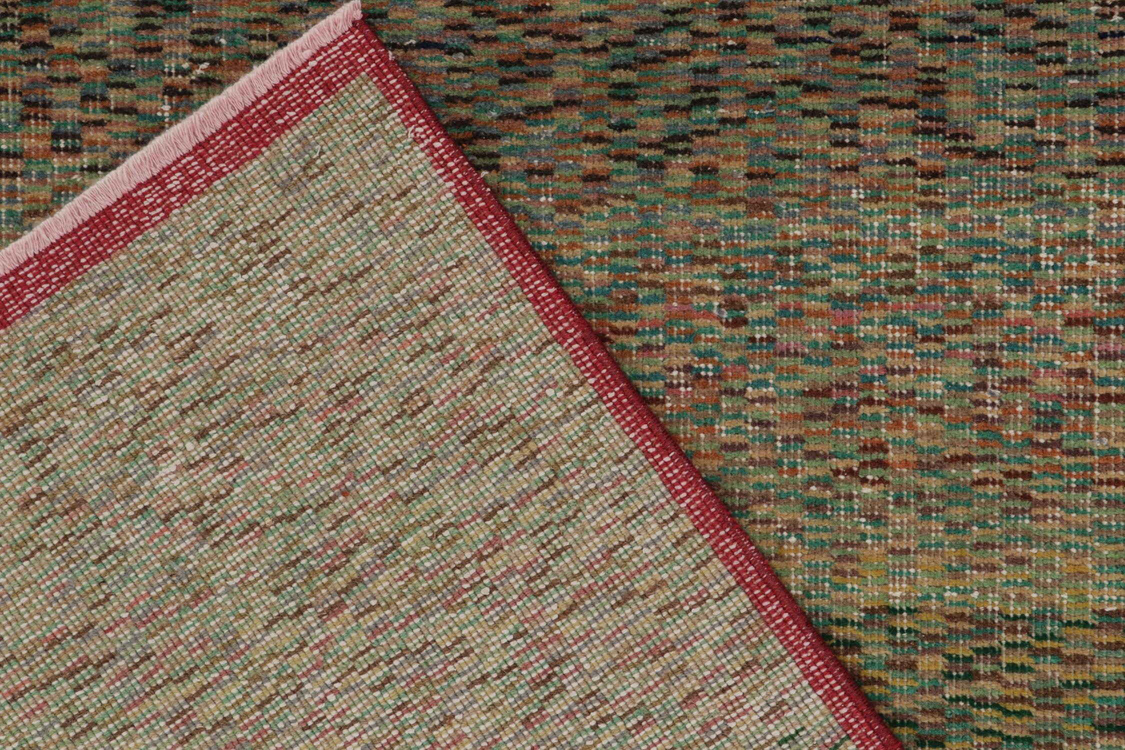 Wool Vintage Zeki Müren Rug in Green with Polychromatic Geometry, by Rug & Kilim For Sale