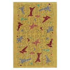 Vintage Zeki Müren Teppich in Senf mit geometrischen Mustern von Rug & Kilim