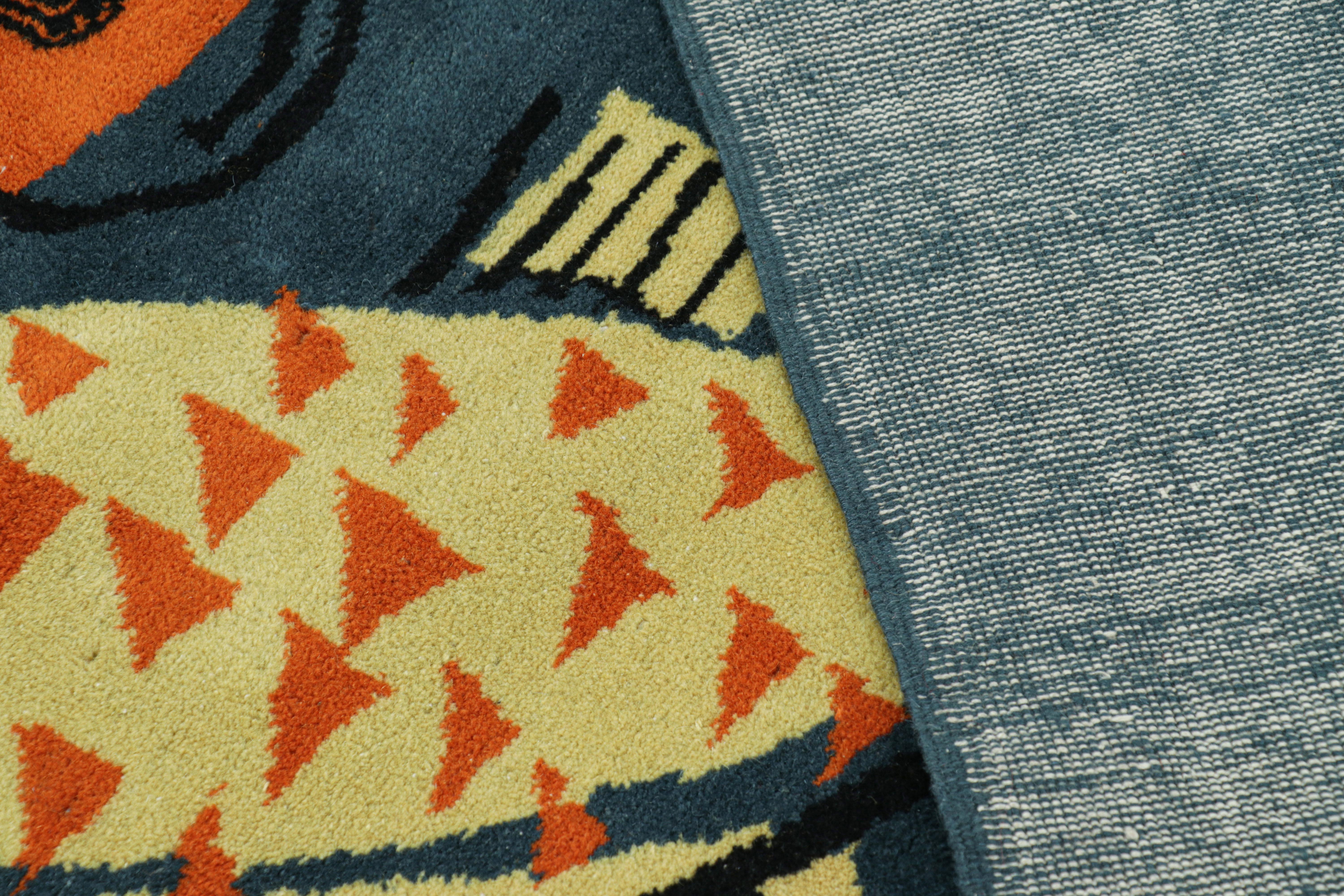 Wool Vintage Zeki Müren Rug in Navy Blue with Fish Pictorials For Sale
