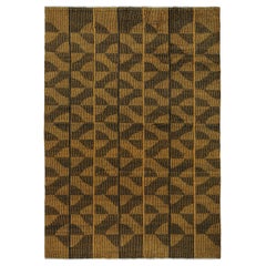 Vintage Zeki Müren Rug in Ochre and Black Geometric Patterns by Rug & Kilim