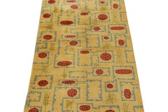 Vintage Zeki Müren Rug in Ochre with Red & Blue Geometric Pattern by Rug & Kilim