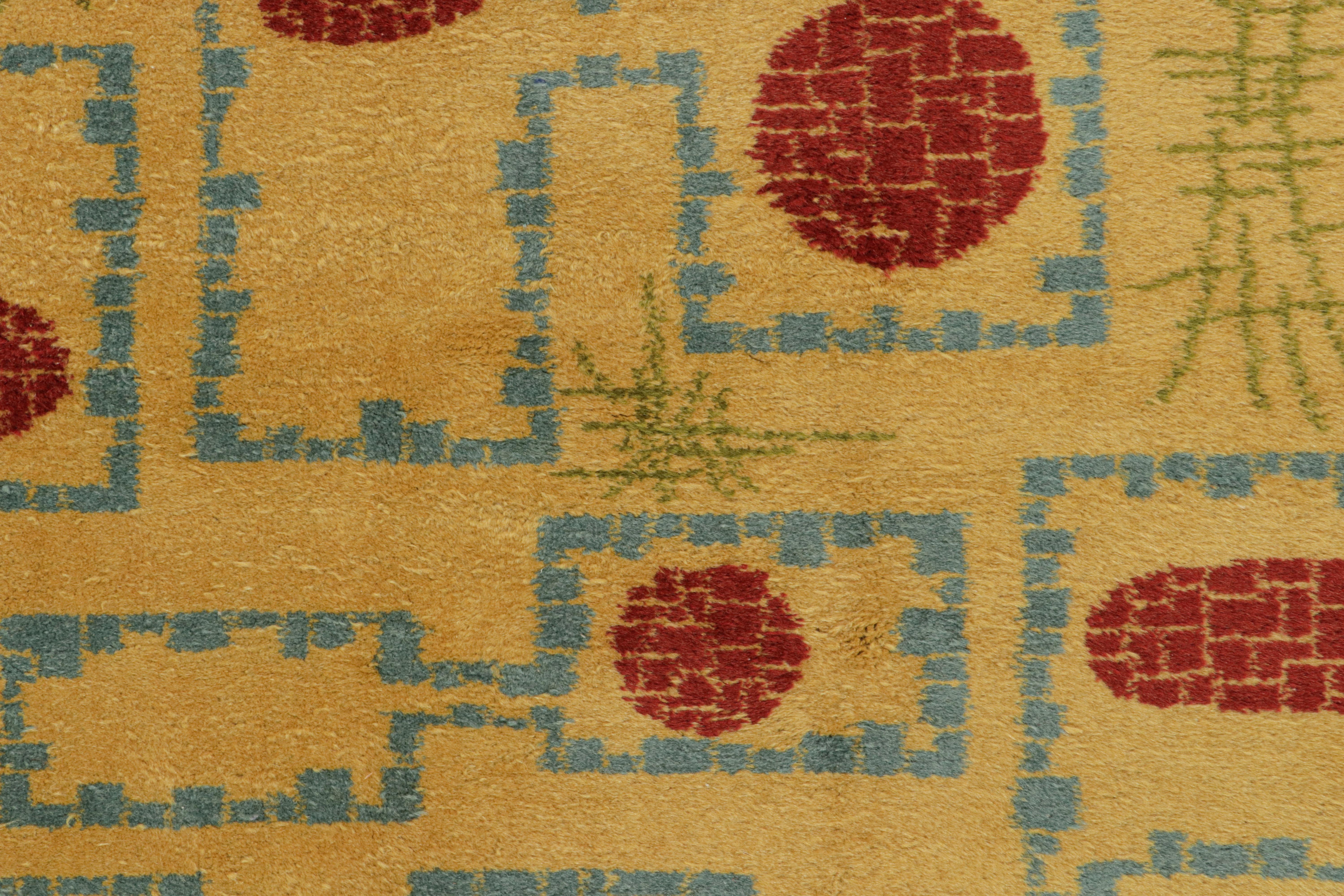 Vintage Zeki Müren Rug in Ochre with Red & Blue Geometric Pattern by Rug & Kilim In Good Condition For Sale In Long Island City, NY