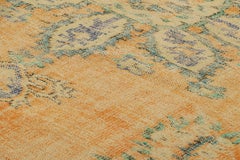 Vintage Zeki Müren Rug in Orange Open Field with Floral Medallion  Rug & Kilim
