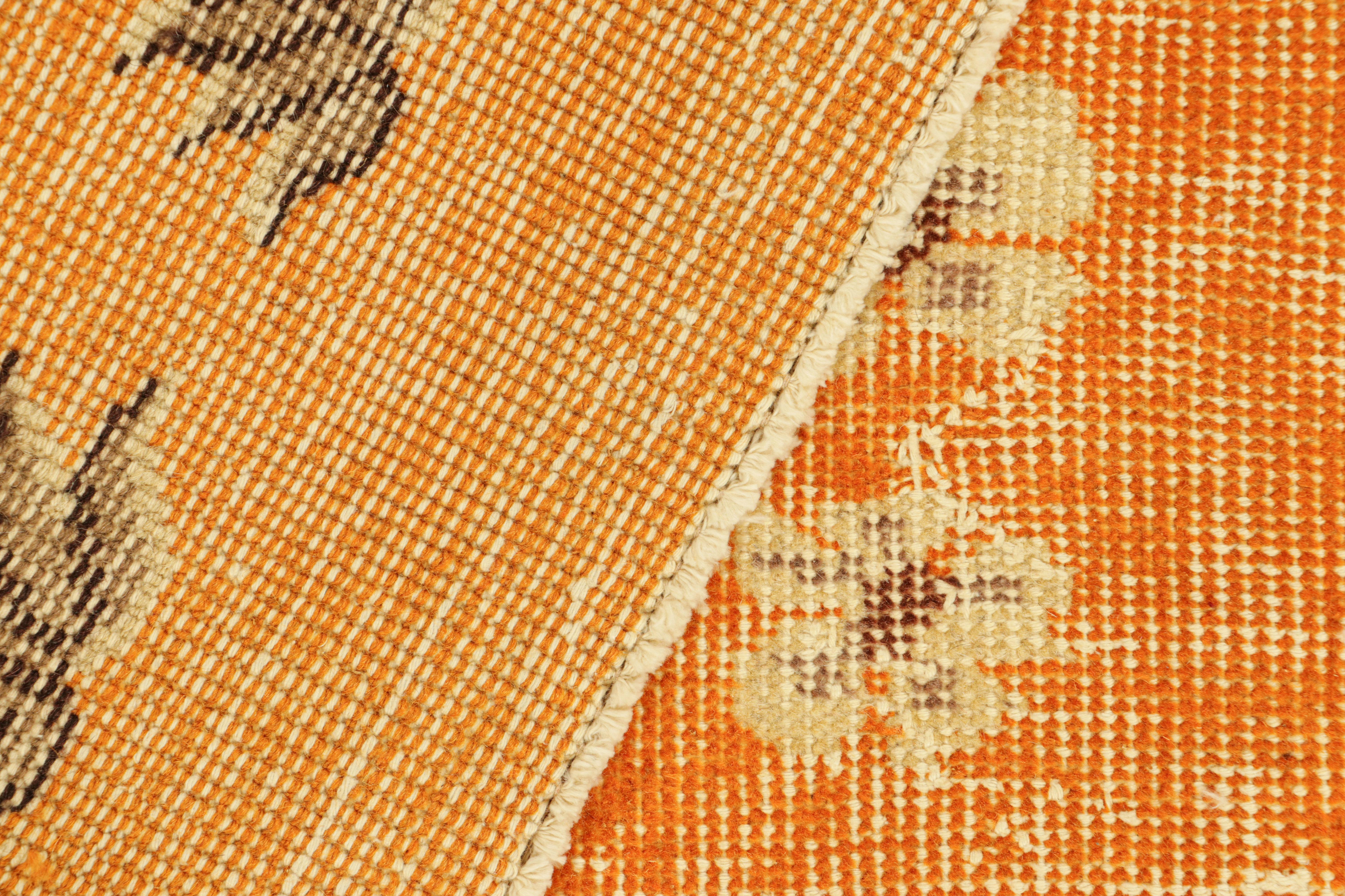 Wool Vintage Zeki Müren Rug in Orange, with Floral Patterns, from Rug & Kilim
