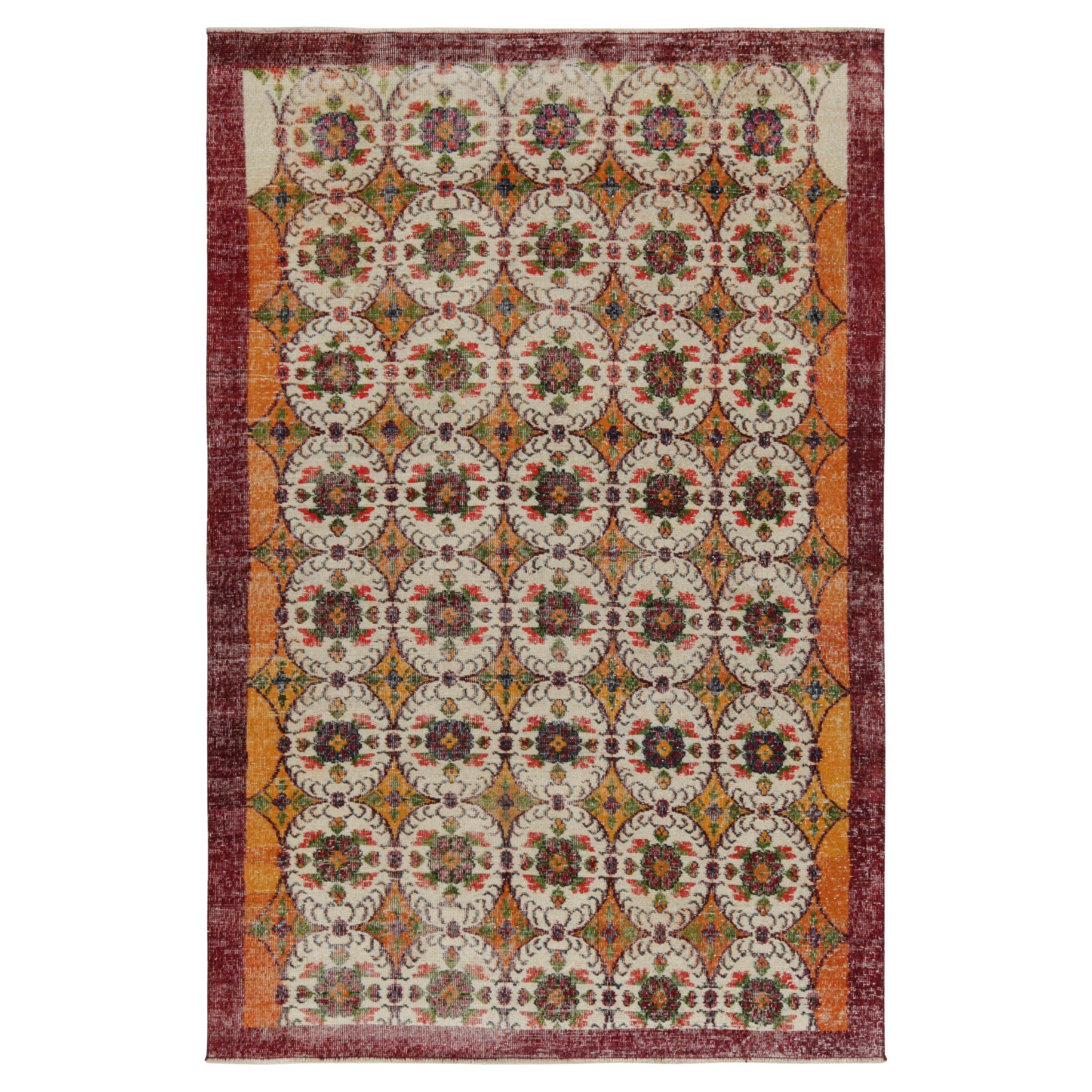 Vintage Zeki Müren rug in Orange with Off-White Medallions For Sale