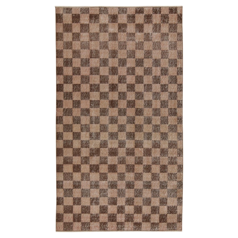 Chess Board Pattern Rug Vintage Zeki Müren Rug in Pink and Brown Chessboard Pattern For Sale at ...