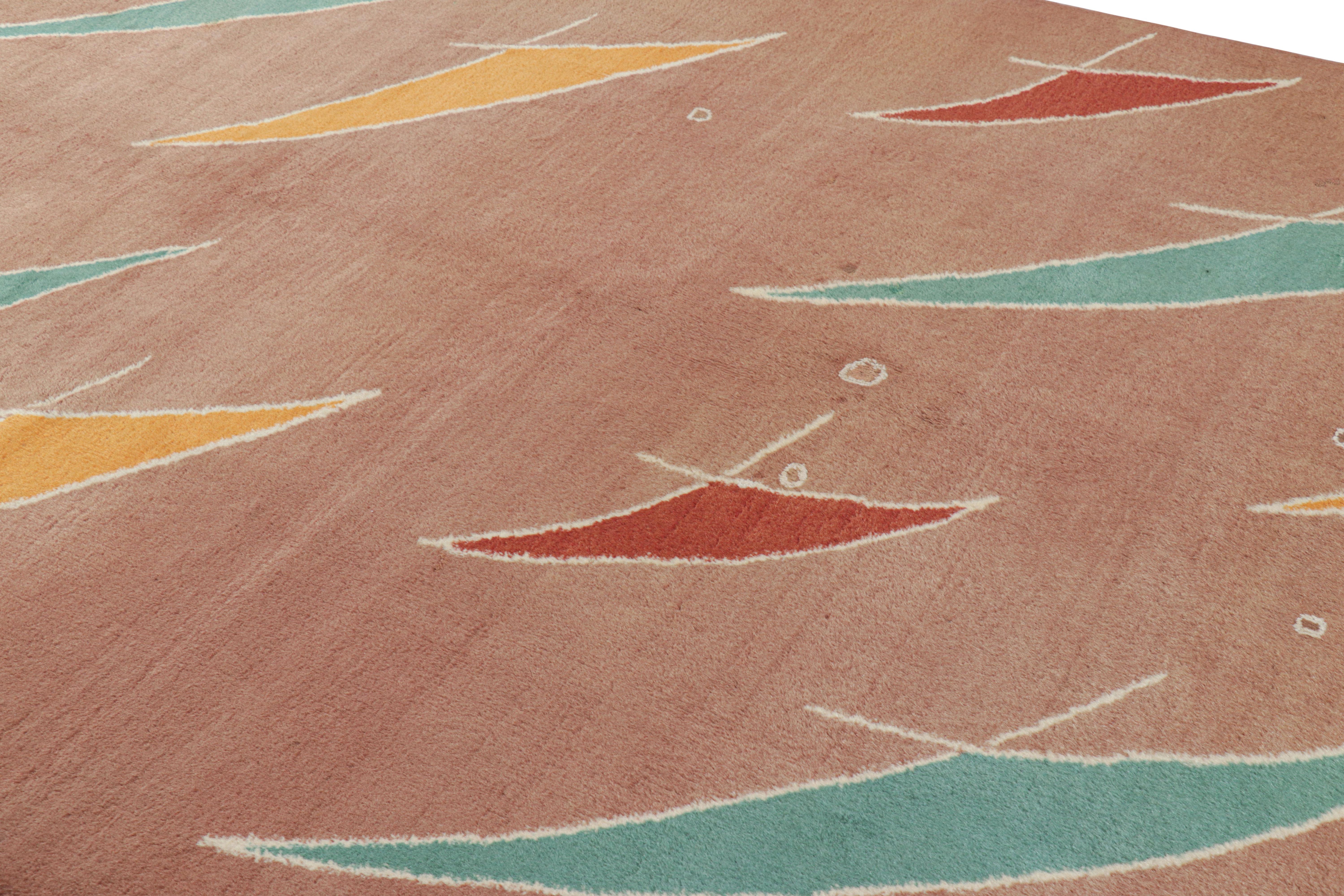 Dieser 7x9 große Vintage-Teppich aus handgeknüpfter Wolle (ca. 1960-1970) ist ein aufregendes neues Stück in der Mid-Century Pasha Collection'S von Rug & Kilim - eine seltene Kuration, von der man annimmt, dass sie von dem türkischen Künstler und