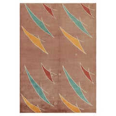 Vintage Zeki Müren Teppich in Rosa mit mehrfarbigen geometrischen Mustern  Rug & Kilim