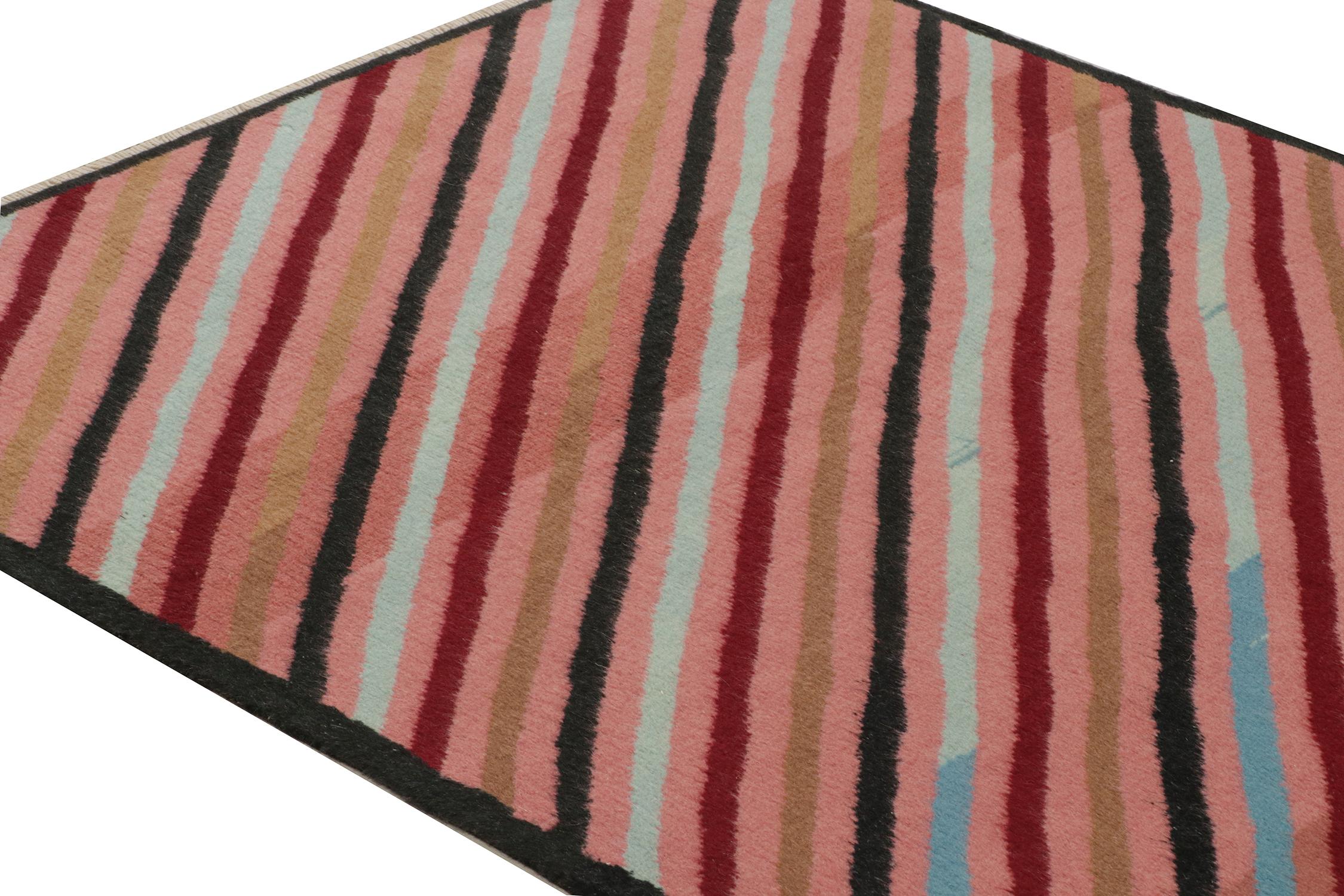 Vintage Zeki Müren Teppich in Rosa mit mehrfarbigen Streifen von Rug & Kilim (Handgeknüpft) im Angebot