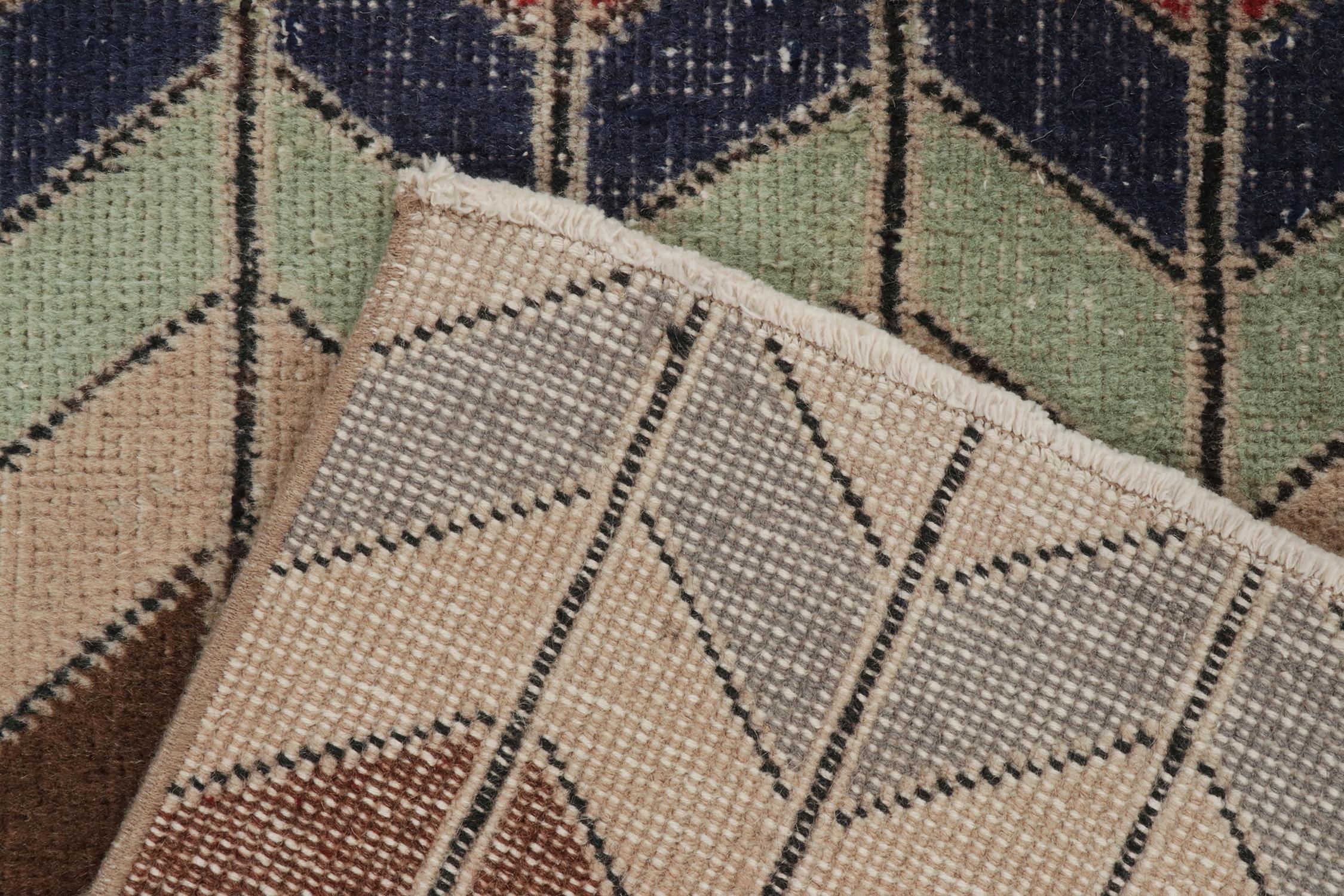 Wool Vintage Zeki Müren Rug in Polychromatic Chevron Patterns, by Rug & Kilim For Sale